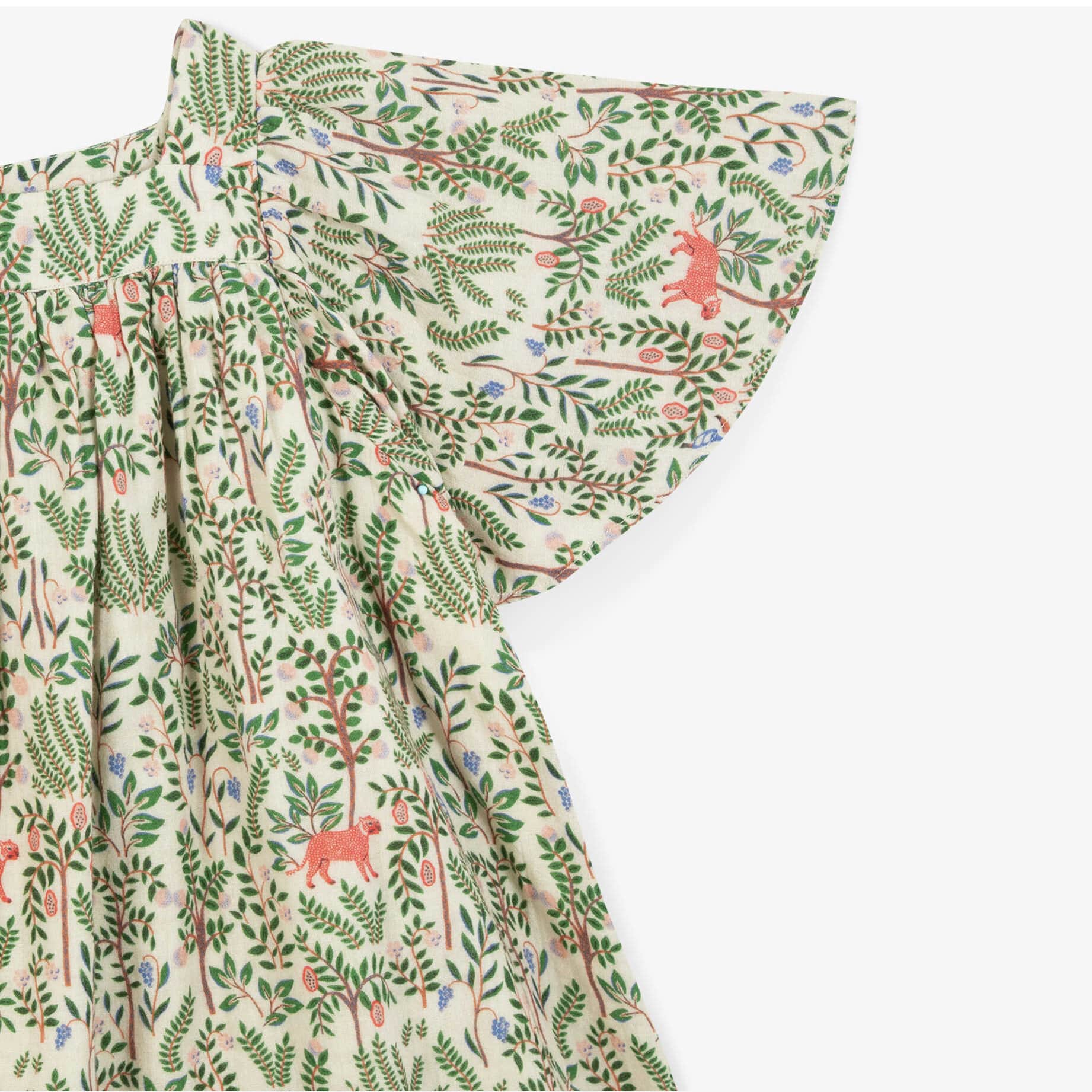 Girls Beige Printed Cotton Dress