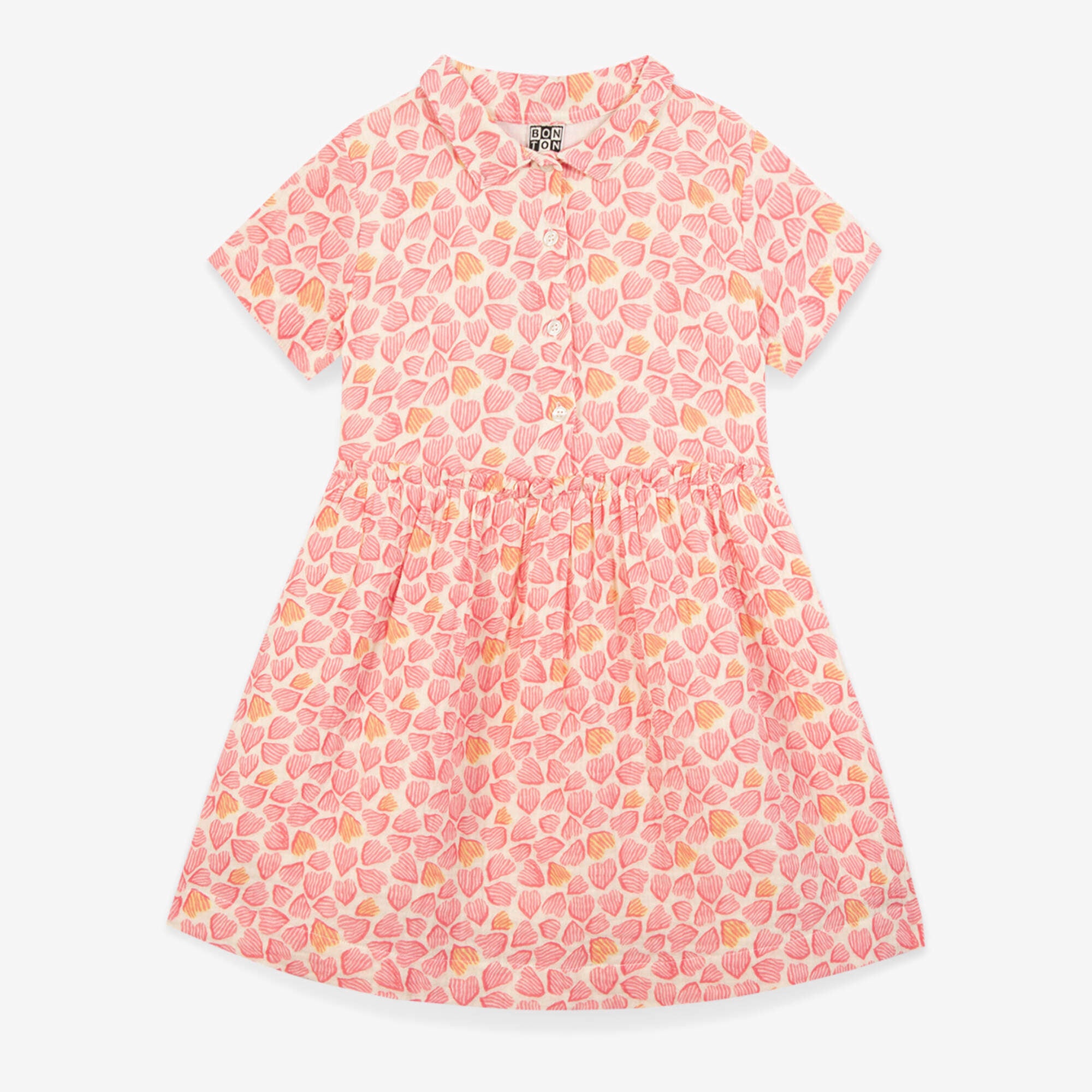 Girls Pink Heart Cotton Dress