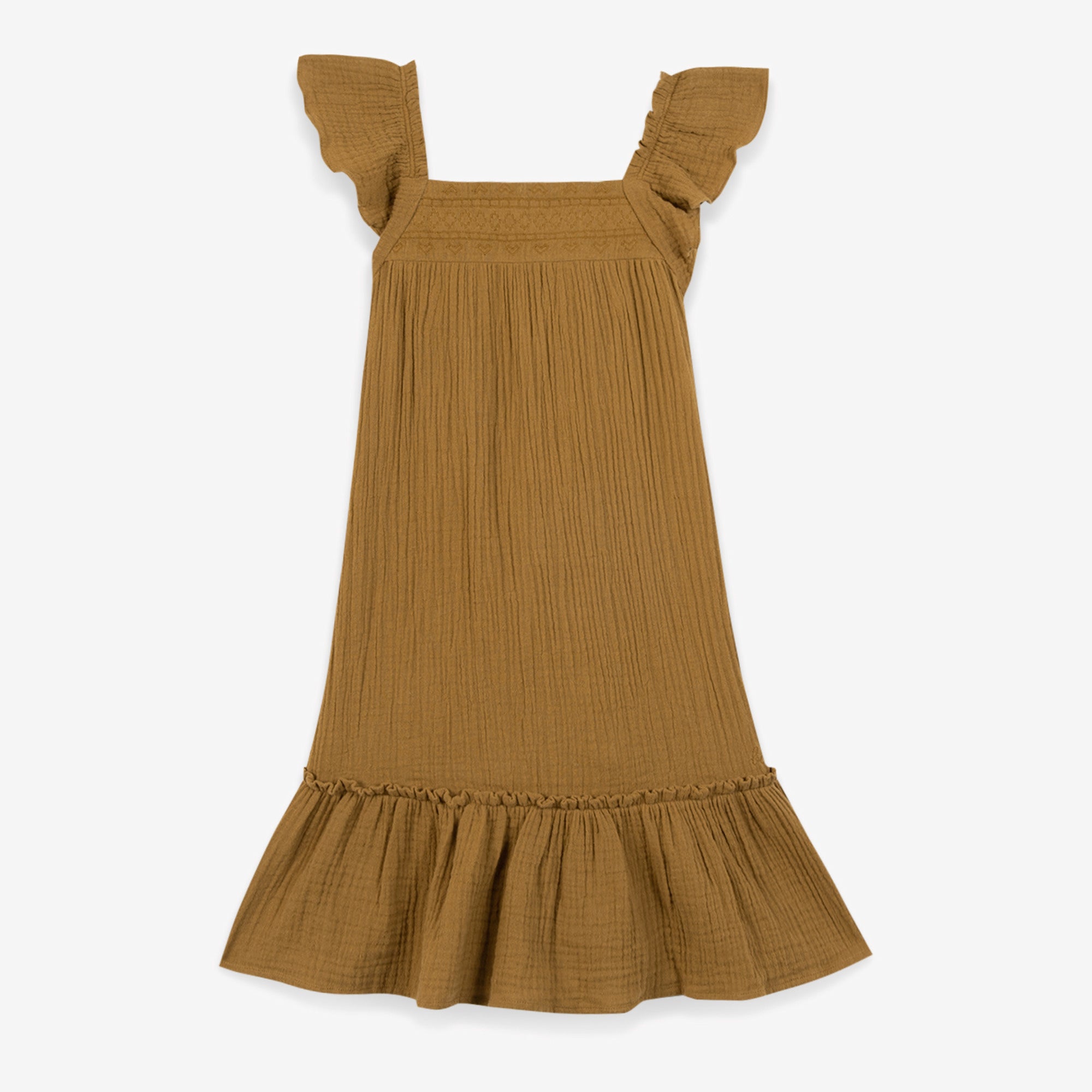 Girls Brown Cotton Dress