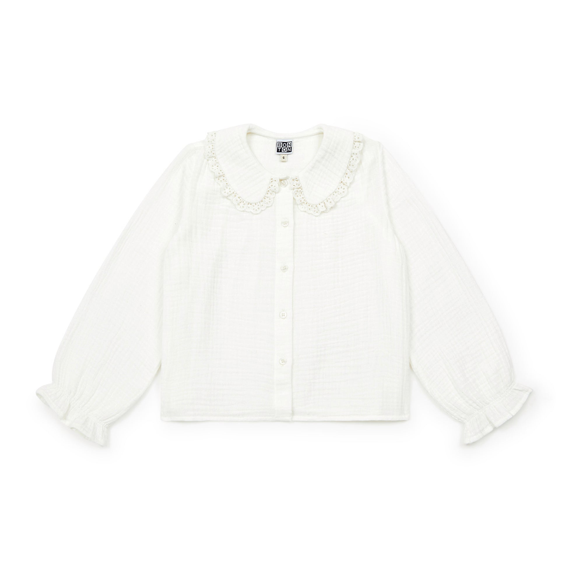 Girls White Ruffled Cotton Shirt