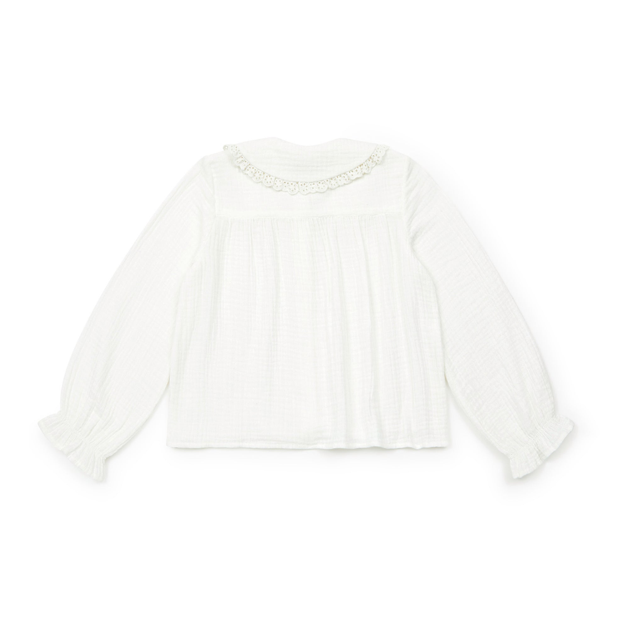 Girls White Ruffled Cotton Shirt