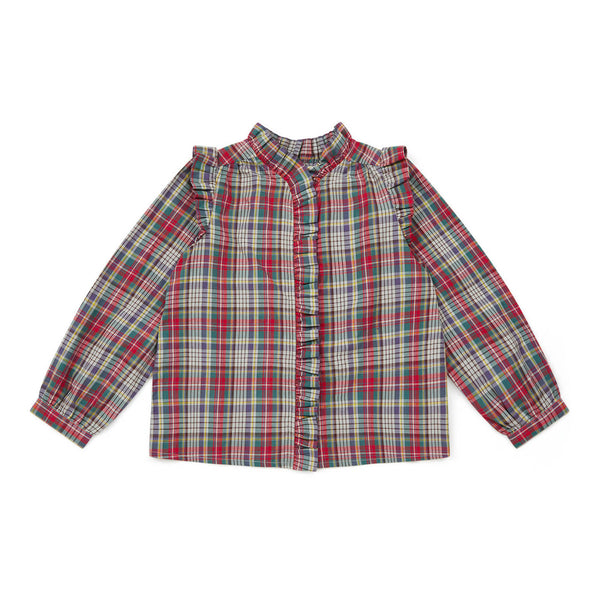 Girls Red Check Cotton Shirt