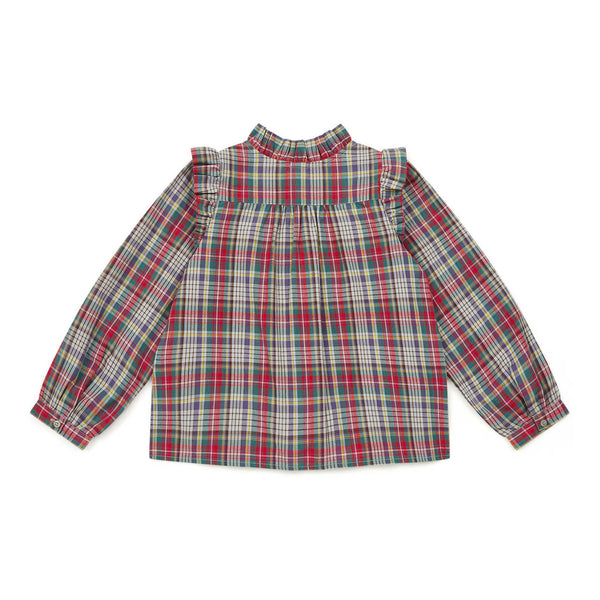 Girls Red Check Cotton Shirt