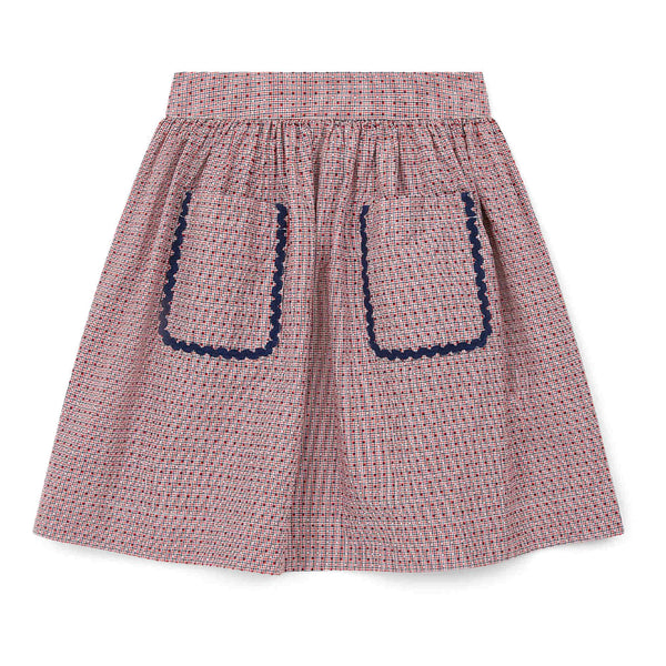 Girls Pink Check Cotton Skirt
