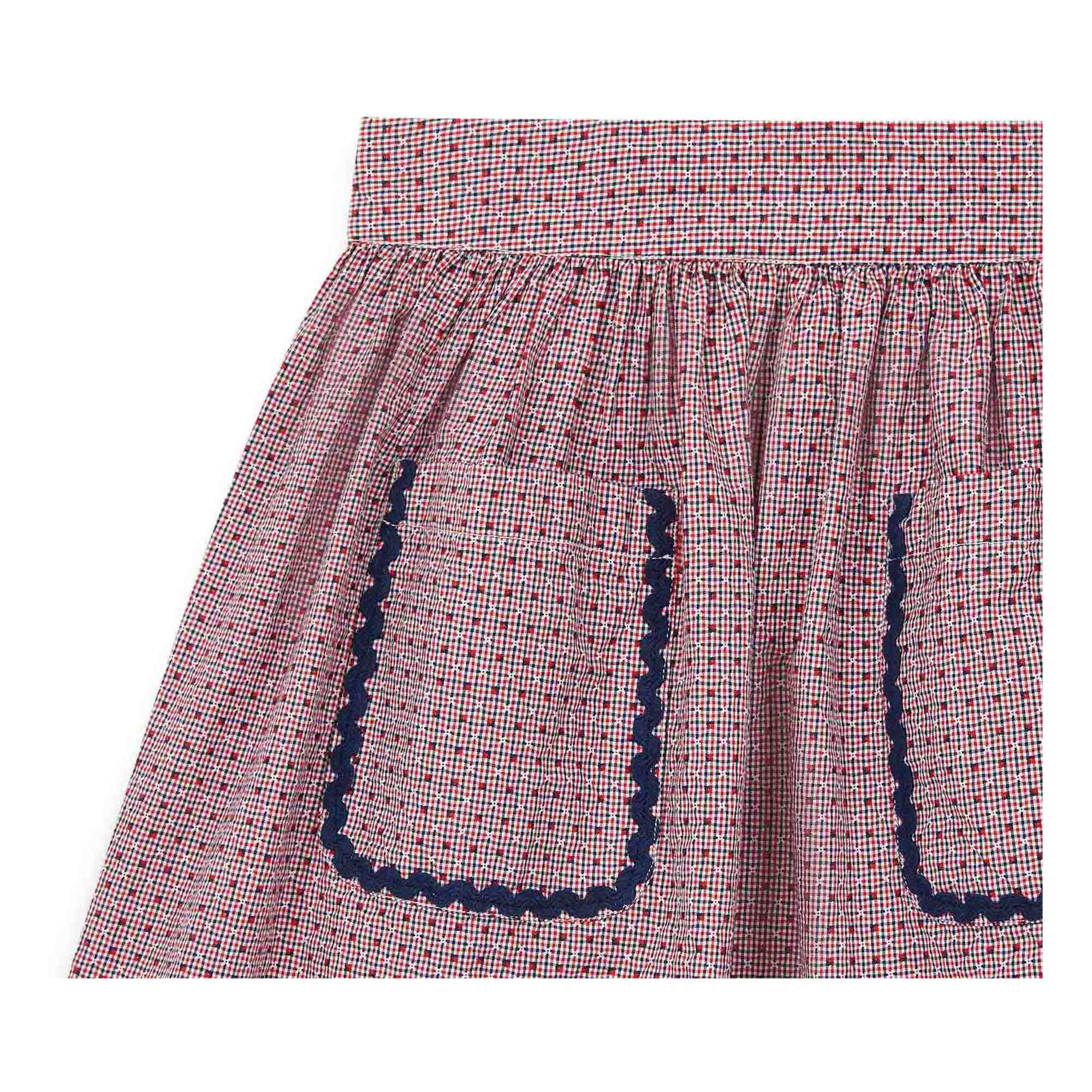 Girls Pink Check Cotton Skirt