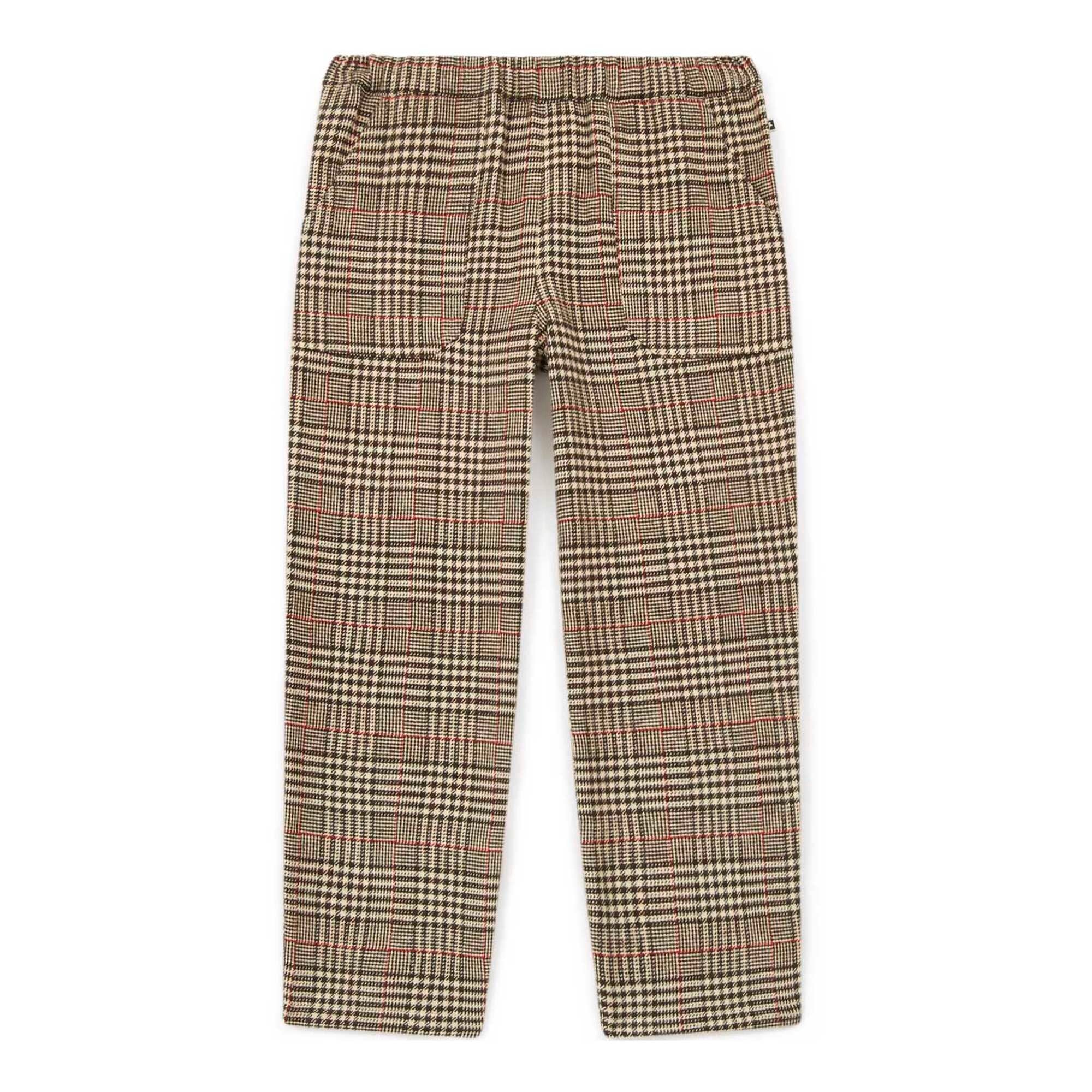 Boys Beige Check Cotton Trousers