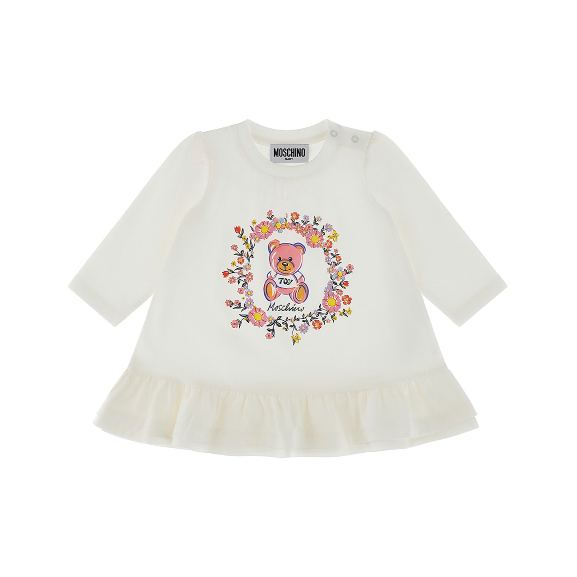 Baby Girls White Printed Cotton Dress