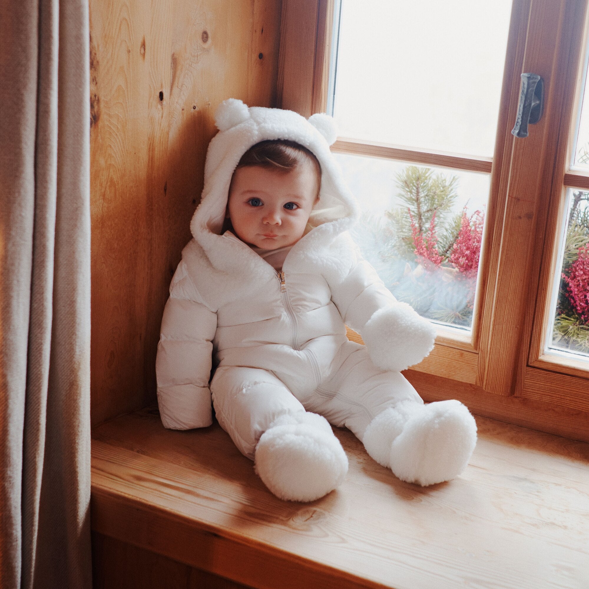 Baby Boys & Girls White Padded Down Babysuit
