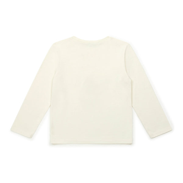 Girls White Printed Cotton T-Shirt