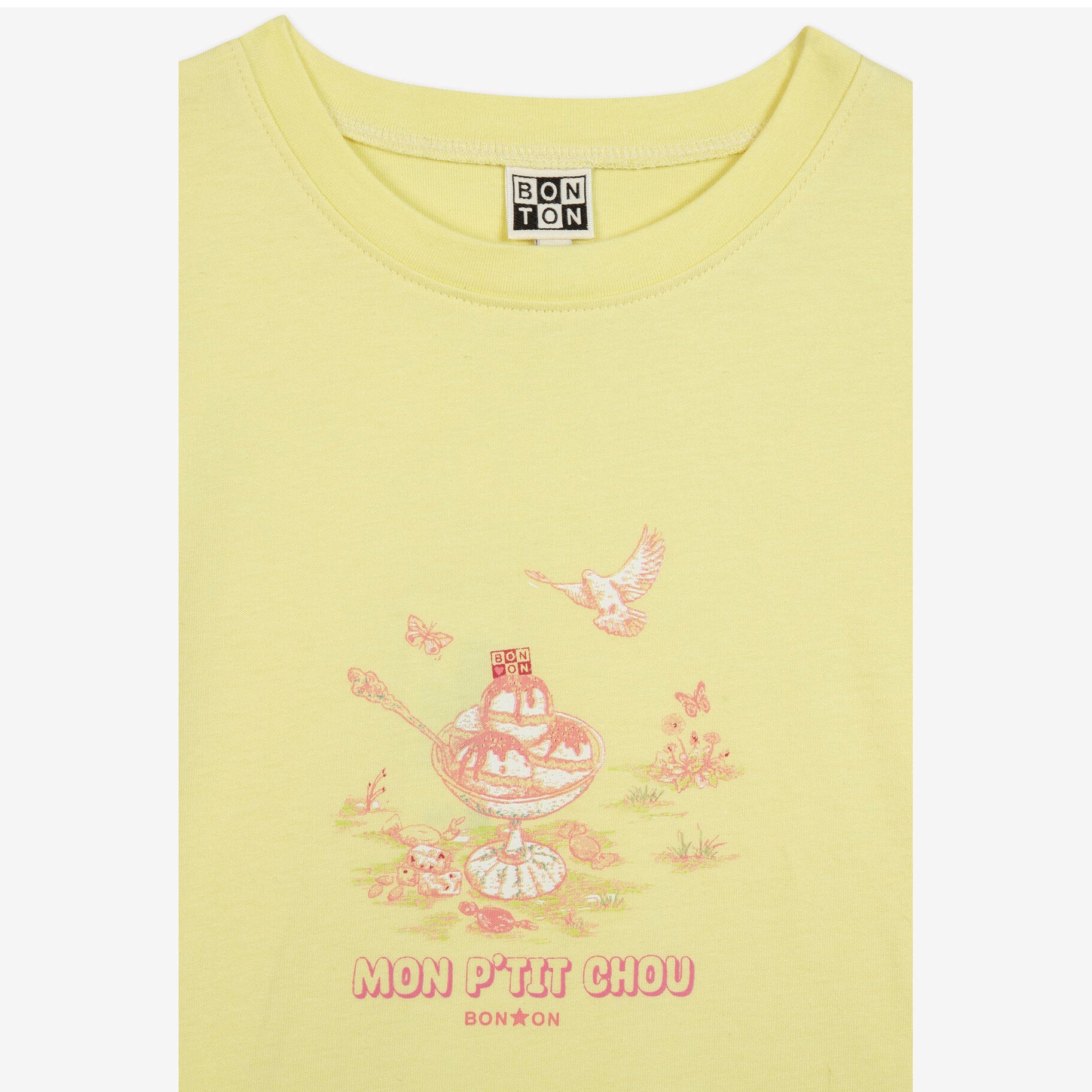 Girls Yellow Printed Cotton T-Shirt