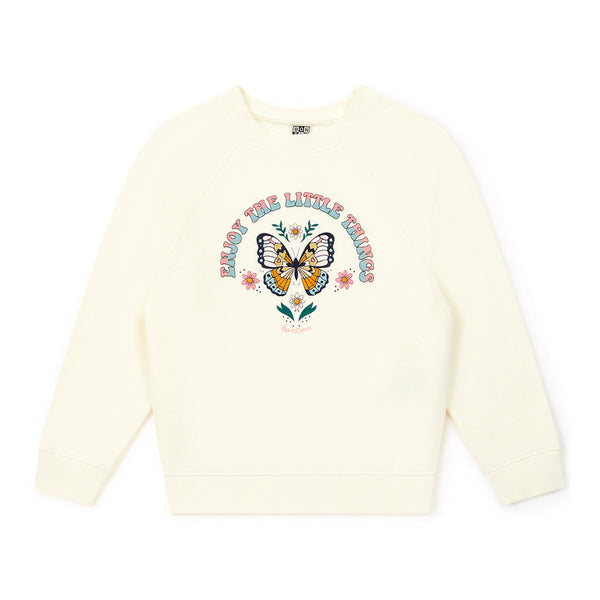Girls White Printed Cotton Sweatshirt