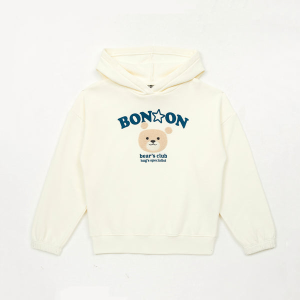 Girls White Printed Cotton Sweatshirt