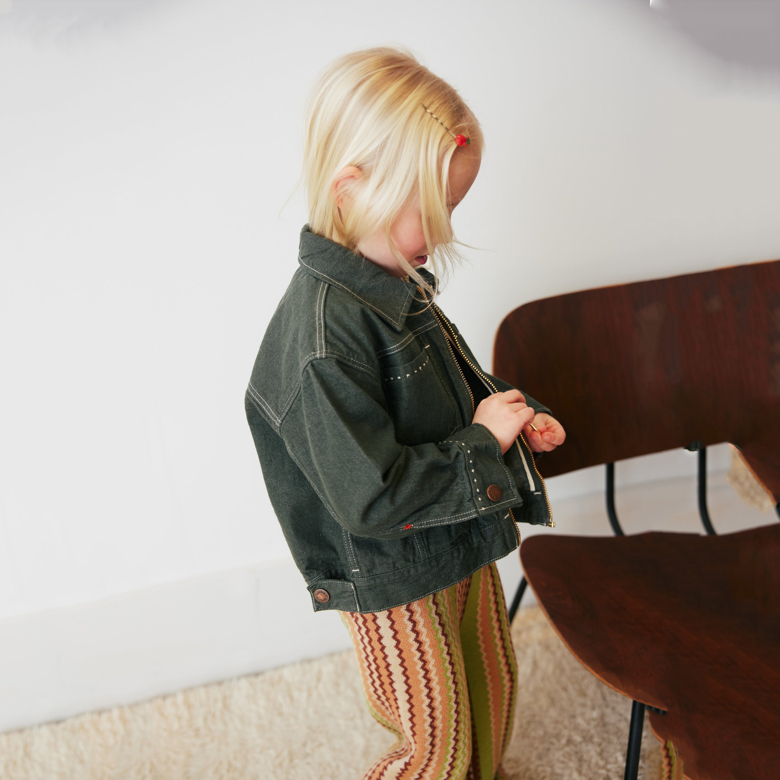 Boys & Girls Dark Green Denim Jacket