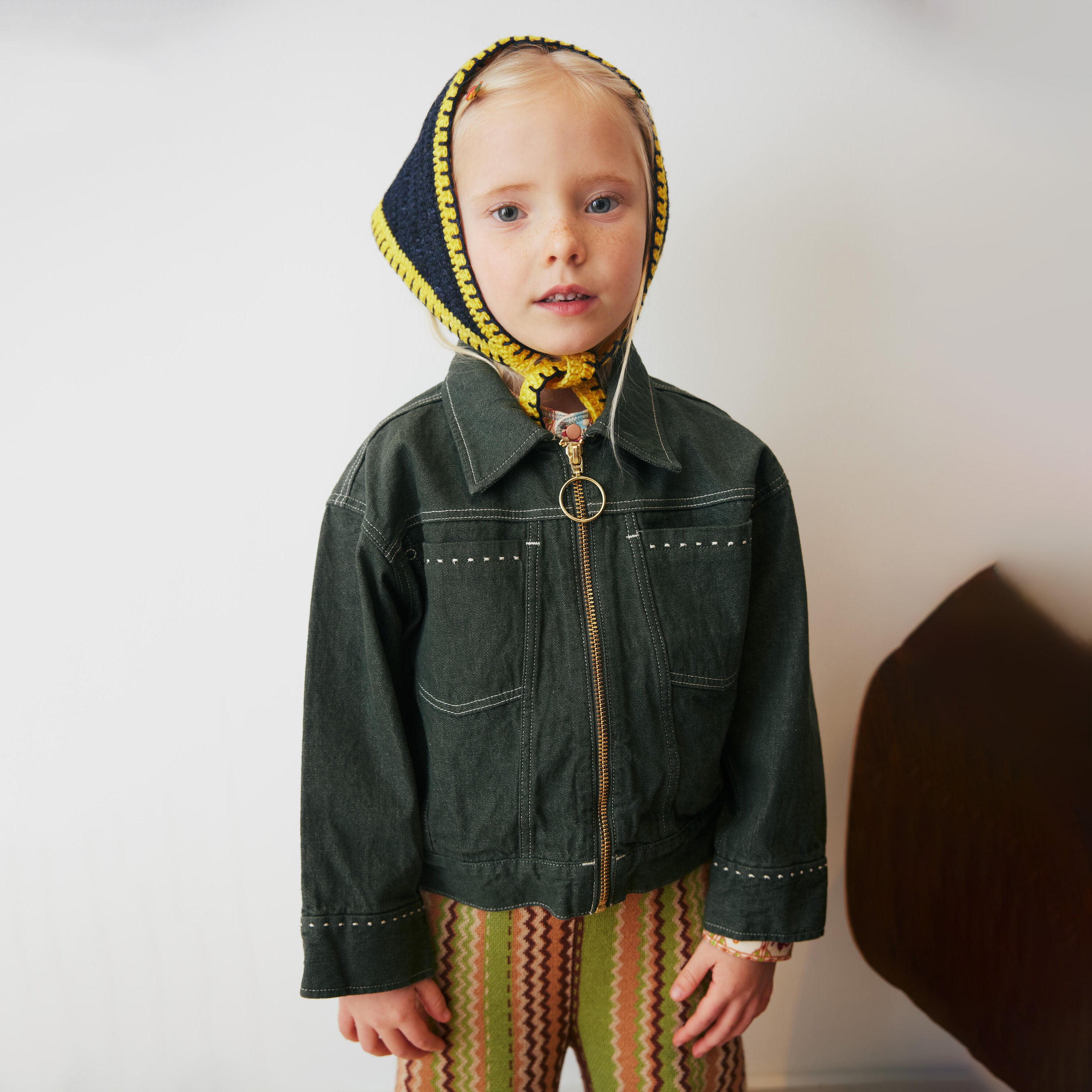 Boys & Girls Dark Green Denim Jacket