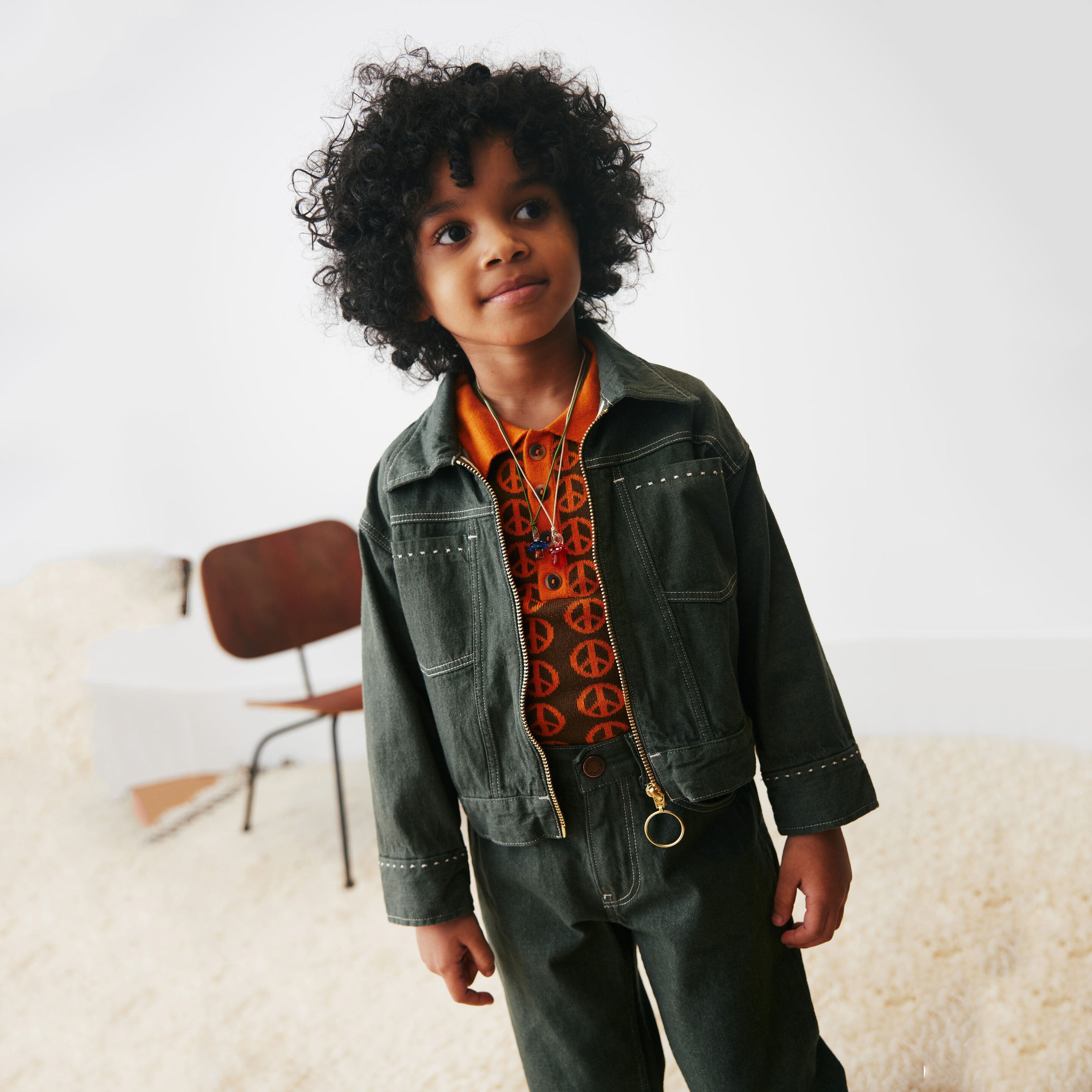 Boys & Girls Dark Green Denim Jacket