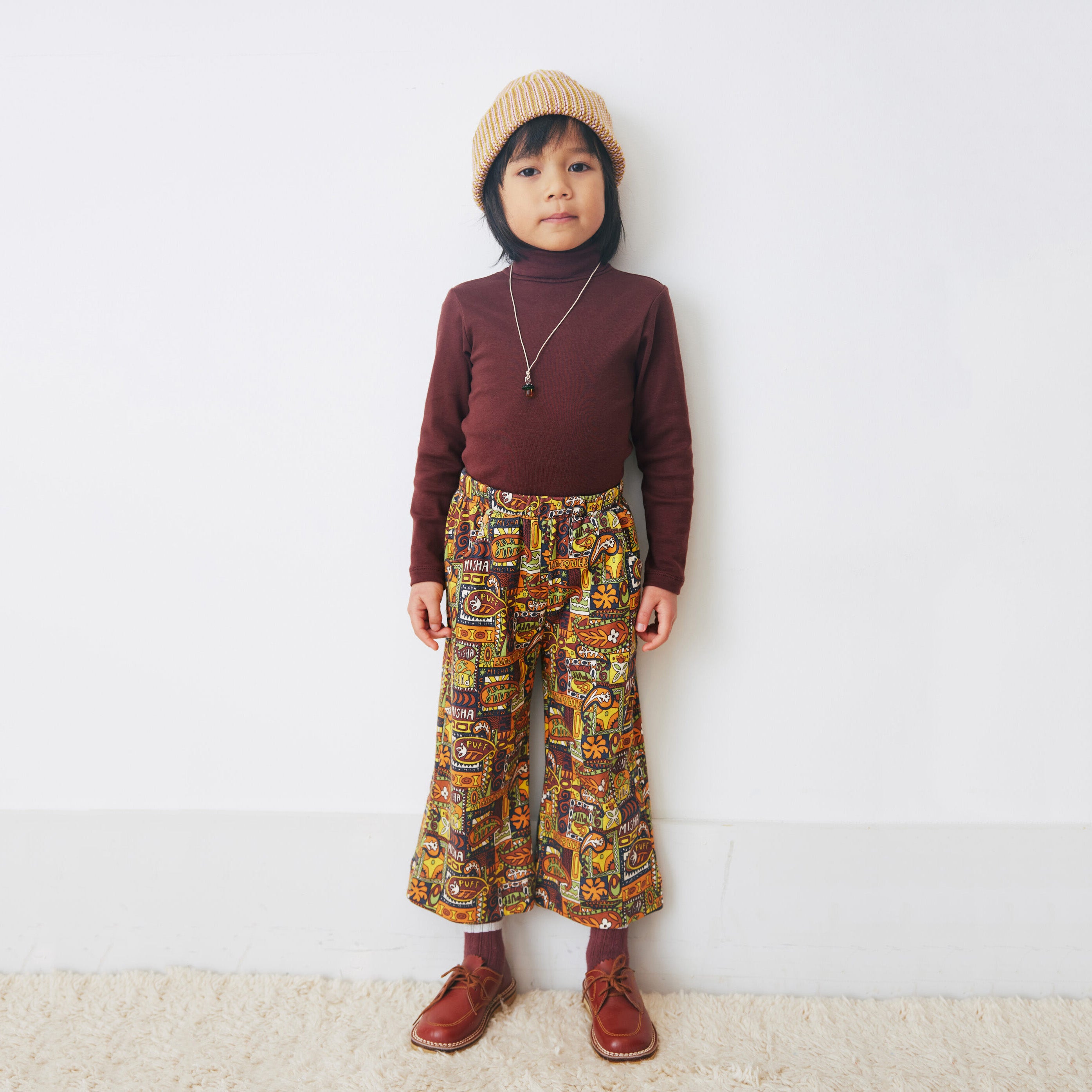 Boys & Girls Brown Printed Cotton Trousers