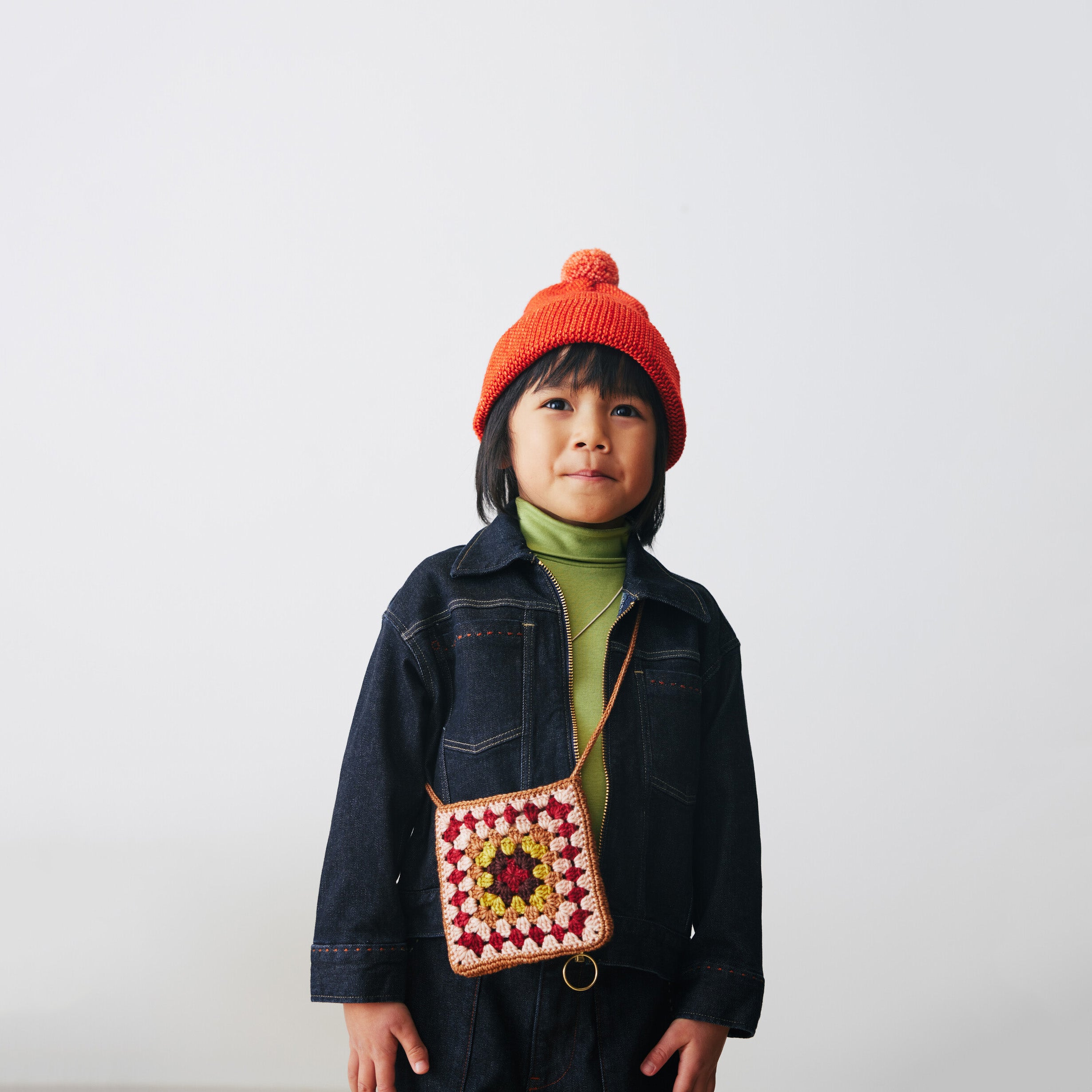 Girls Rose Gold Crochet Wool Shoulder Bag