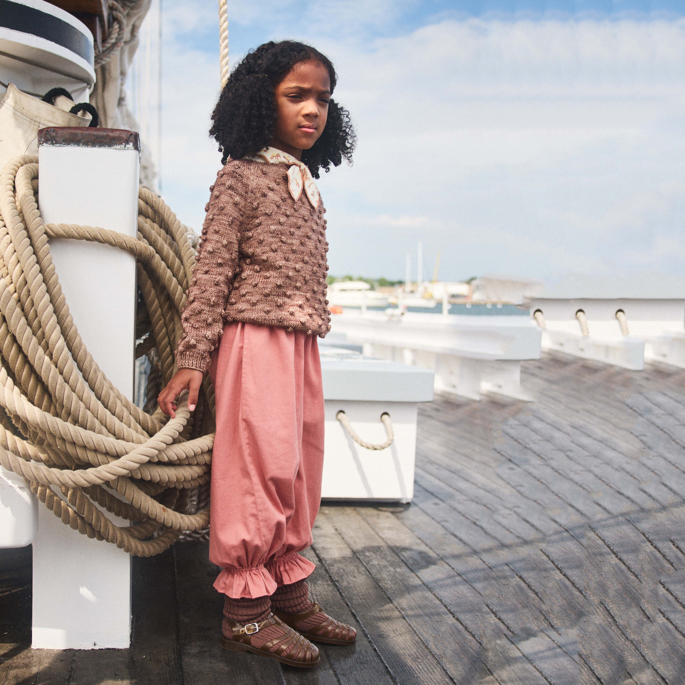 Boys & Girls Brown Popcorn Wool Sweater