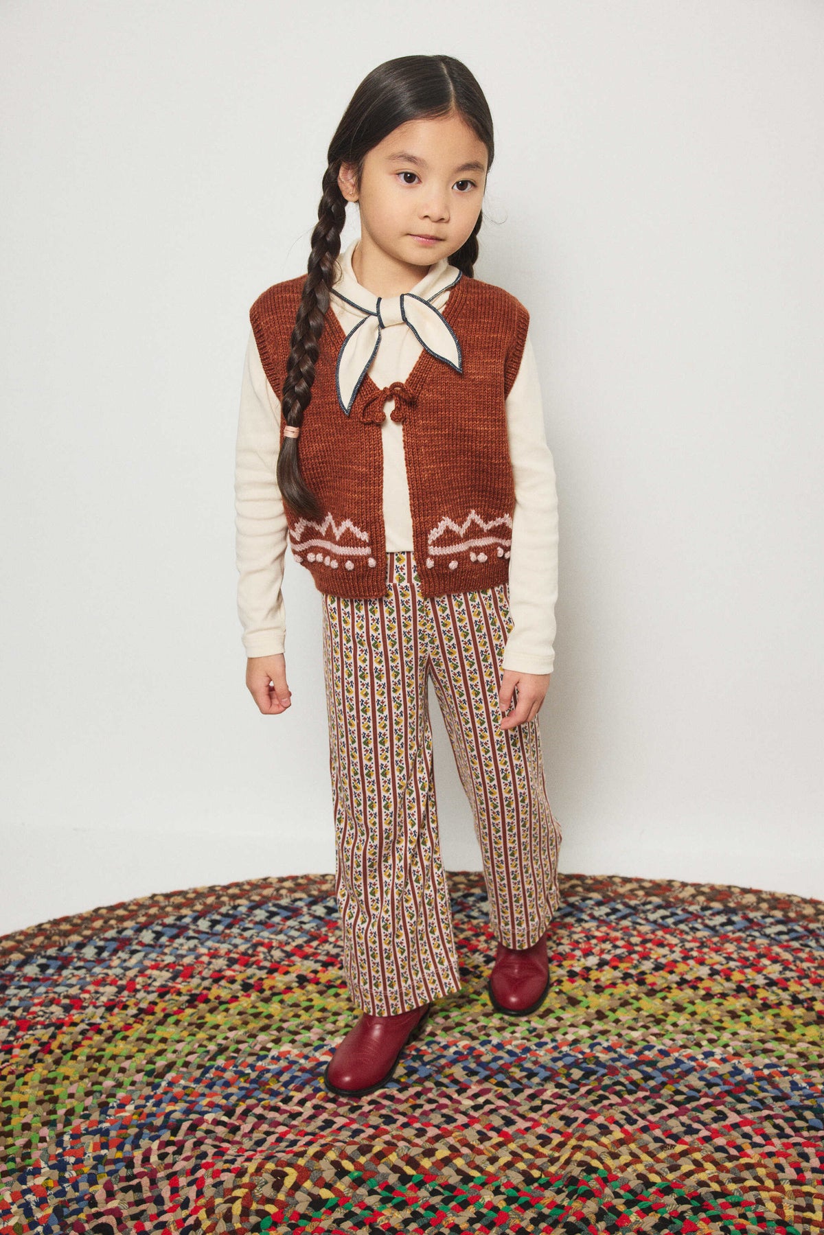 Boys & Girls Brown Stripes Cotton Trousers