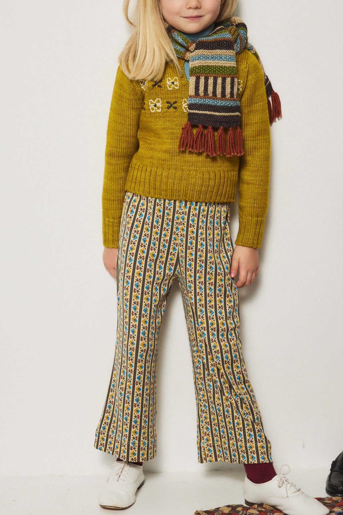 Boys & Girls Green Stripes Cotton Trousers
