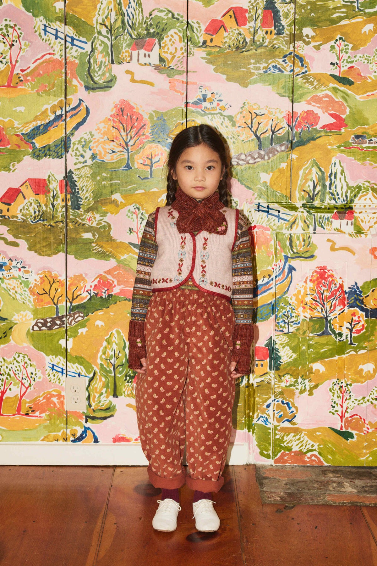 Girls Pink Embroidered Wool Gilet