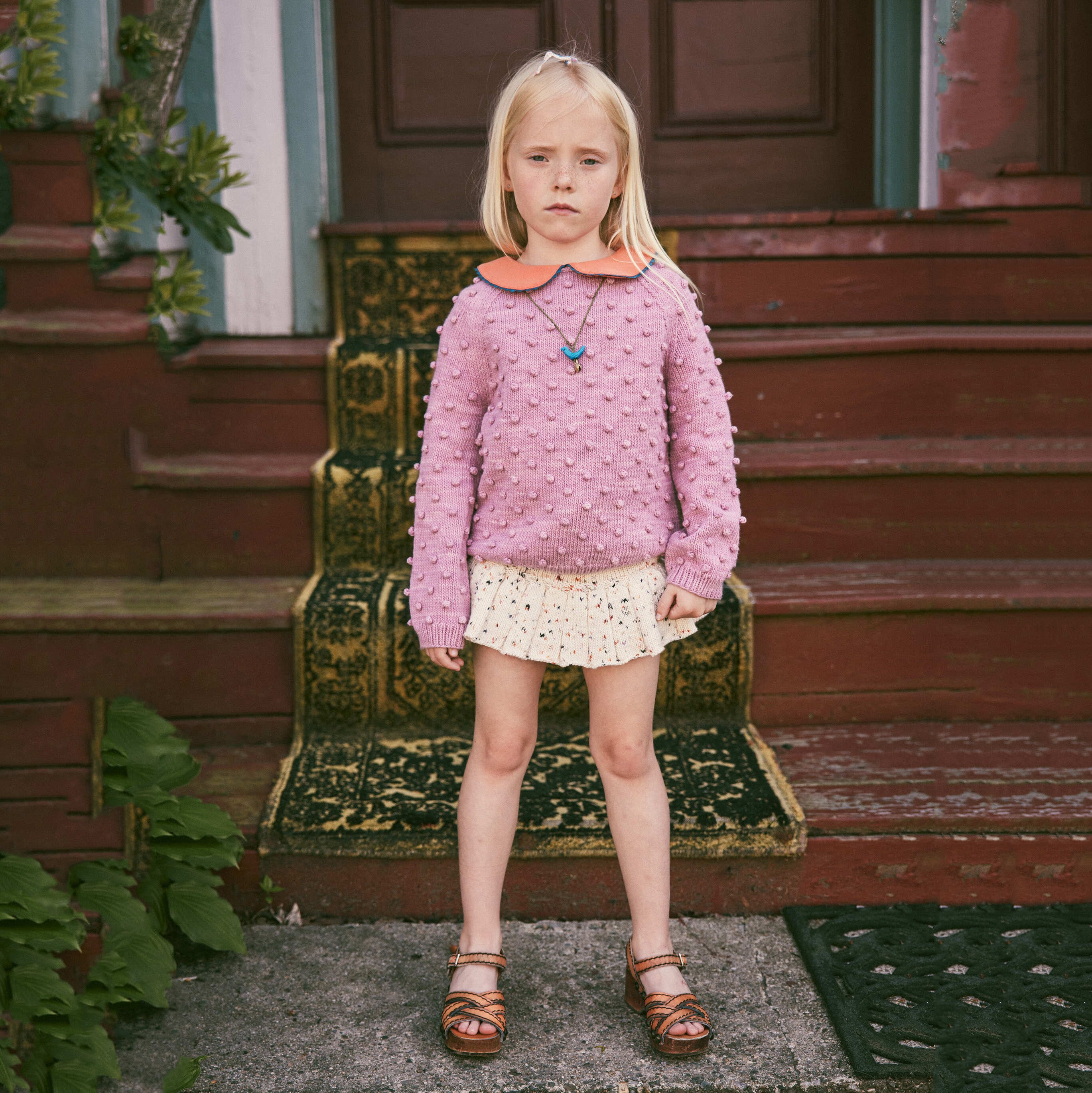 Girls Cream Knit Skirt