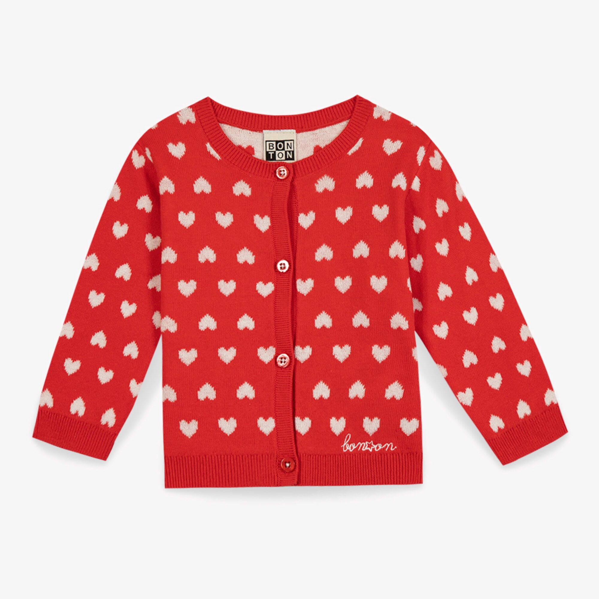 Baby Girls Red Heart Cotton Cardigan
