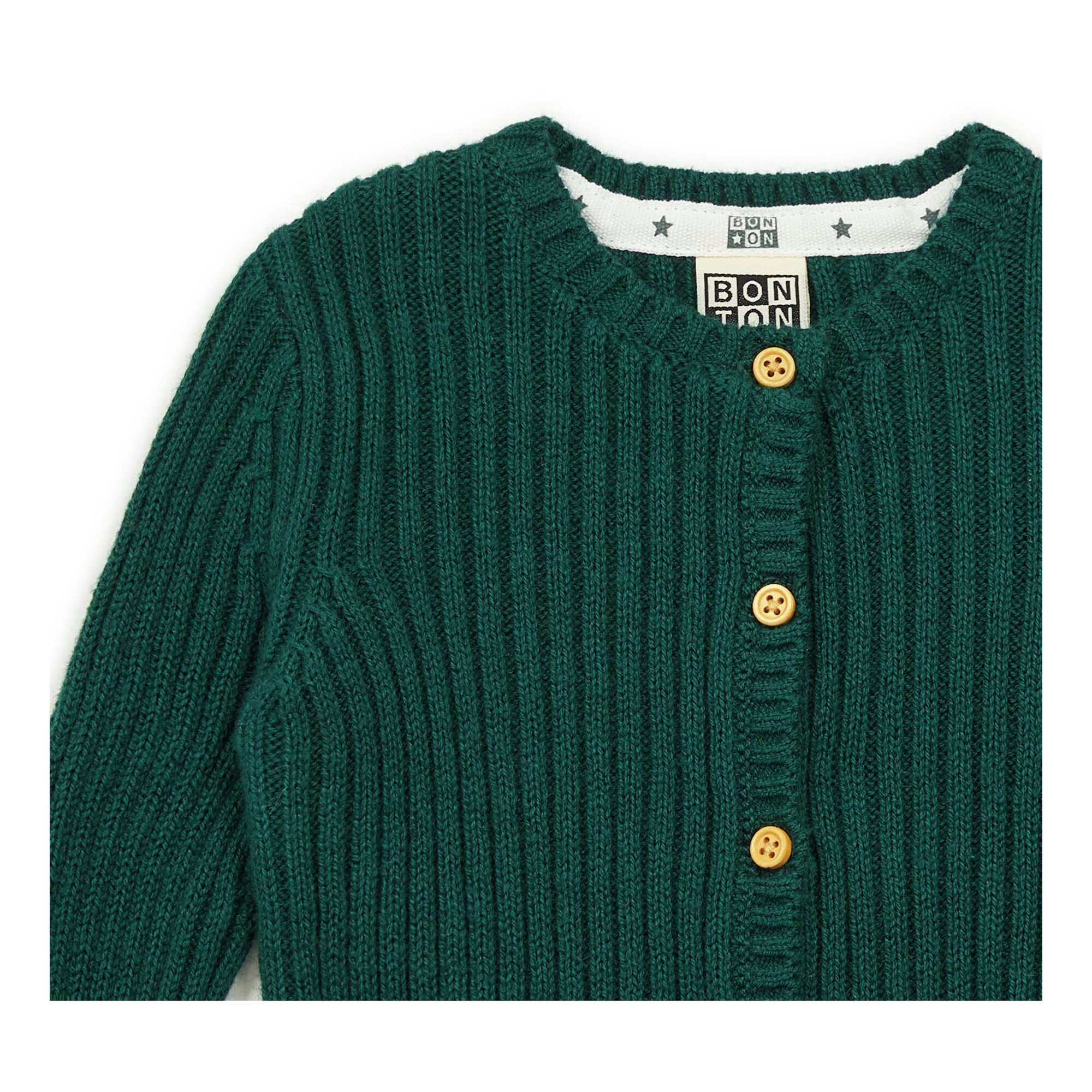 Baby Girls Dark Green Cotton Caridgan