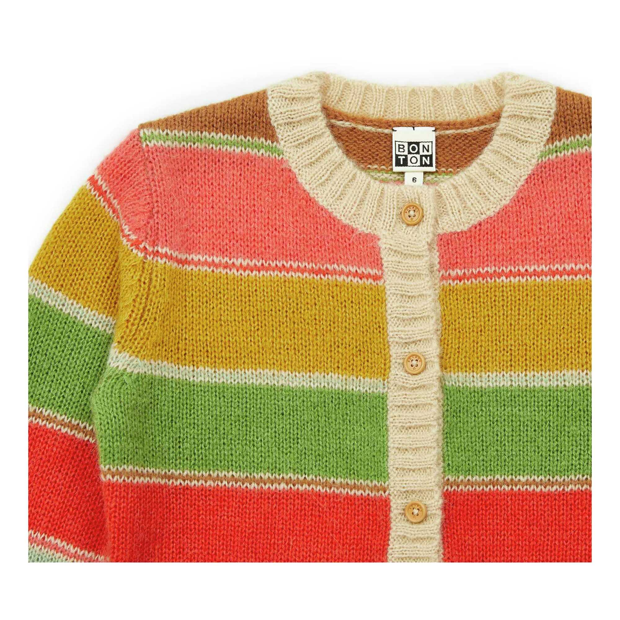 Girls Multicolor Stripes Cardigan