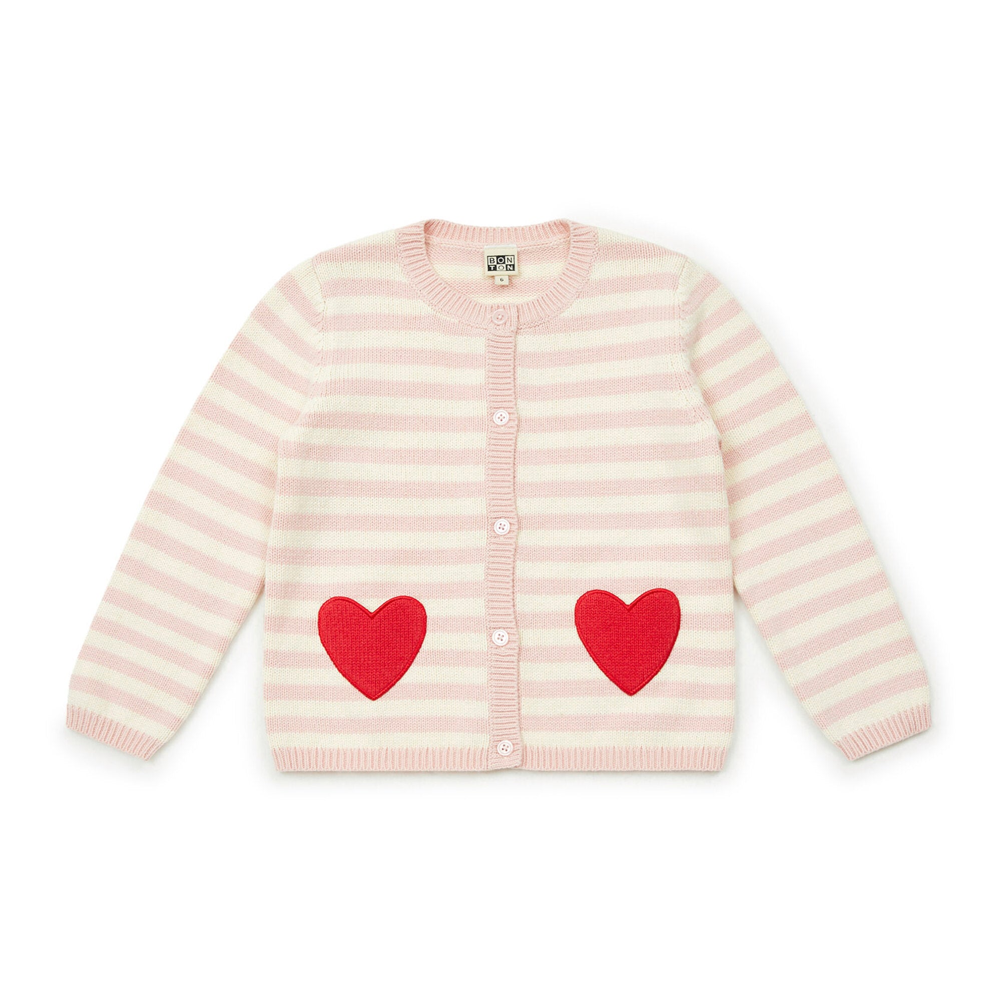 Girls Light Pink Stripes Cotton Cardigan