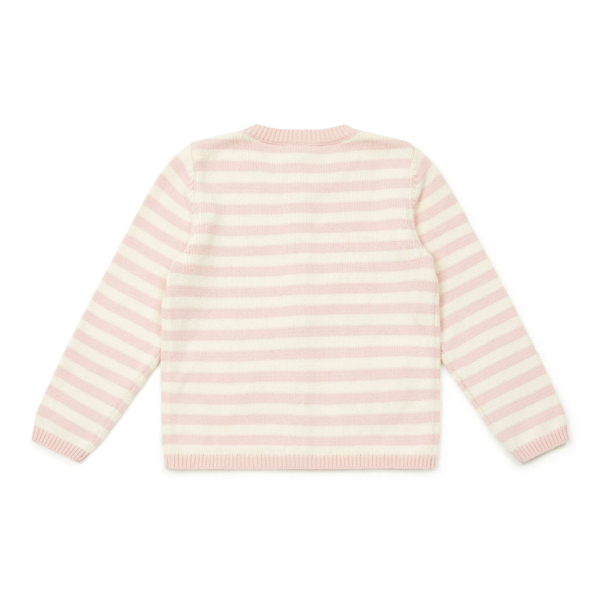 Girls Light Pink Stripes Cotton Cardigan