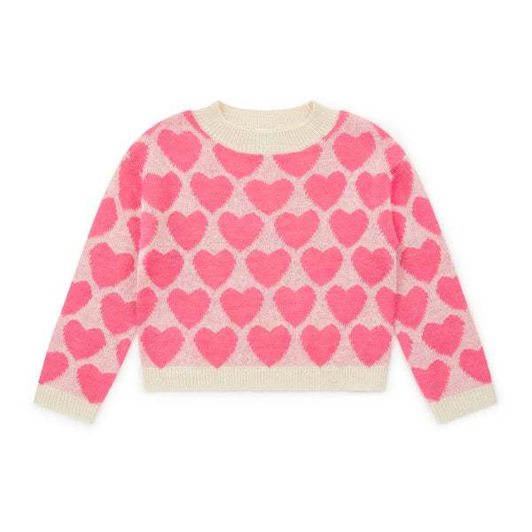 Girls Pink Heart Sweater