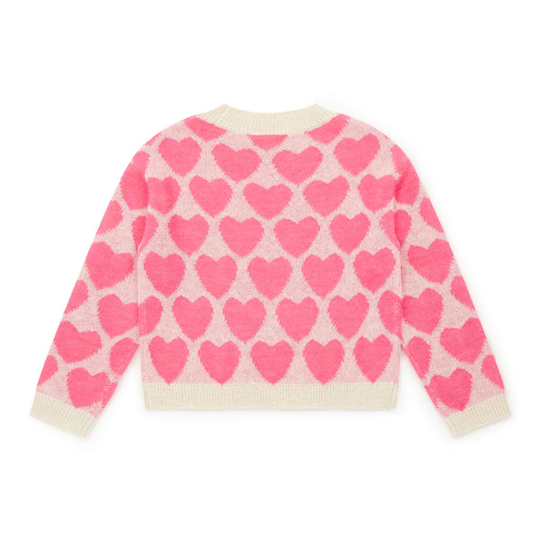 Girls Pink Heart Sweater