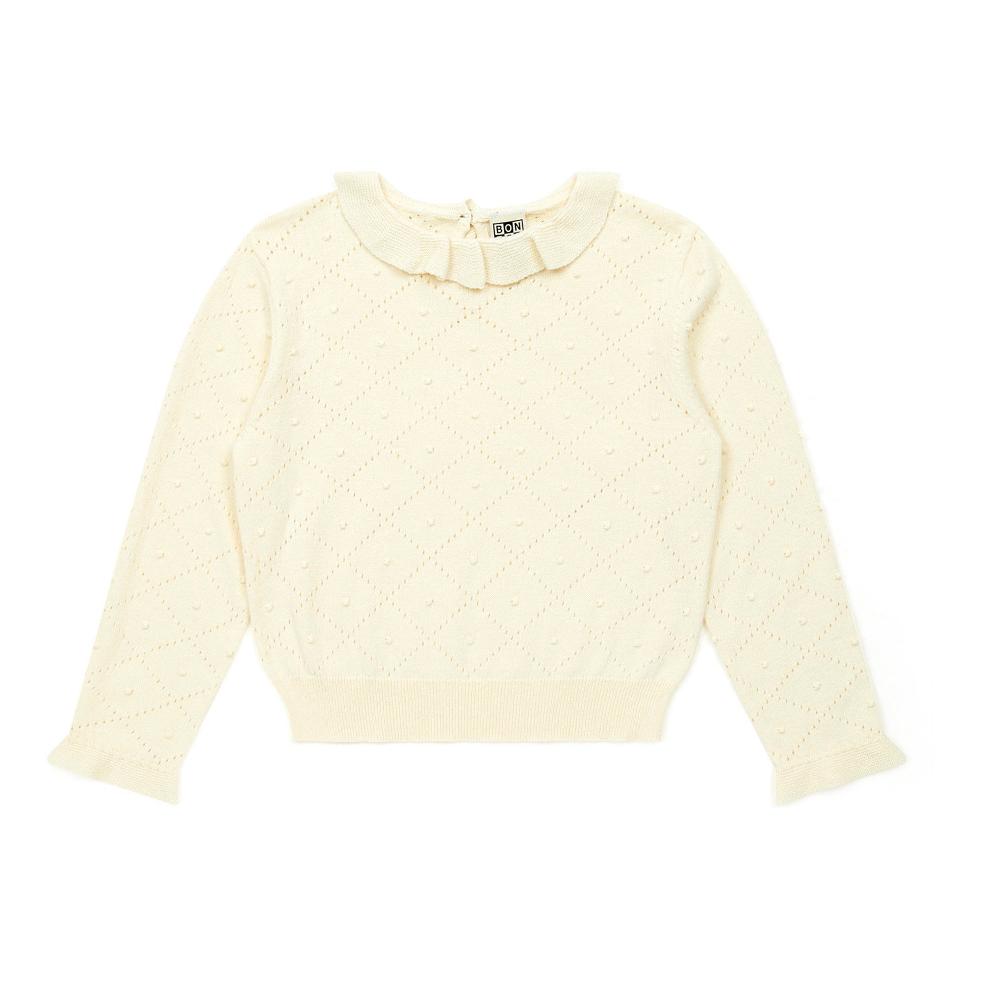 Girls White Hollow Sweater