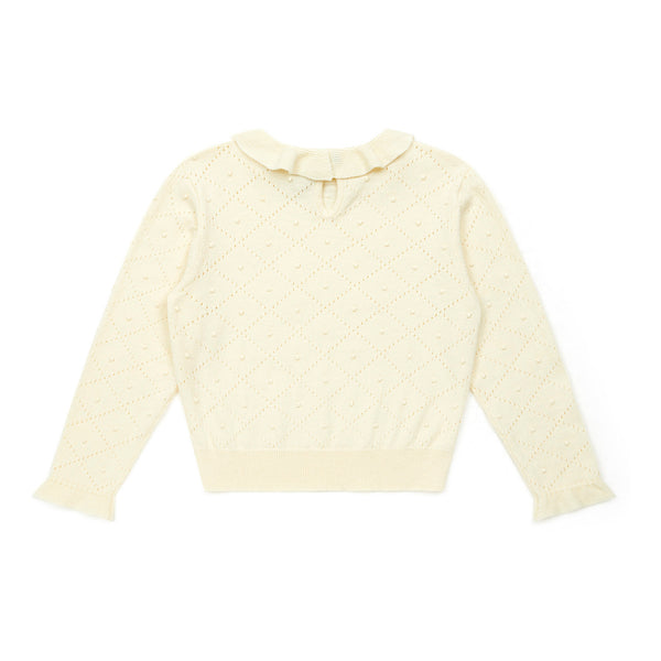 Girls White Hollow Sweater