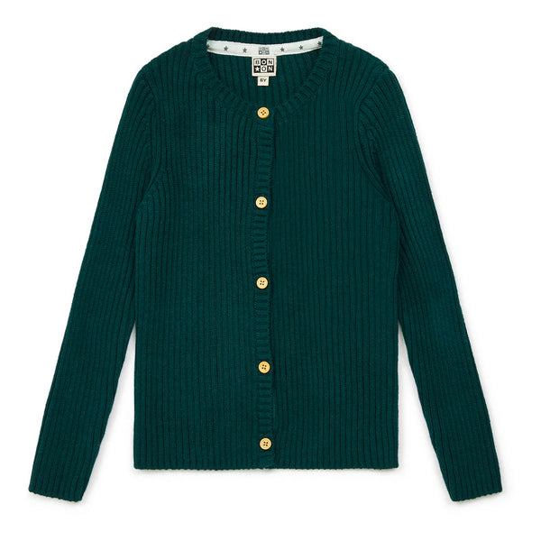 Girls Dark Green Cotton Cardigan