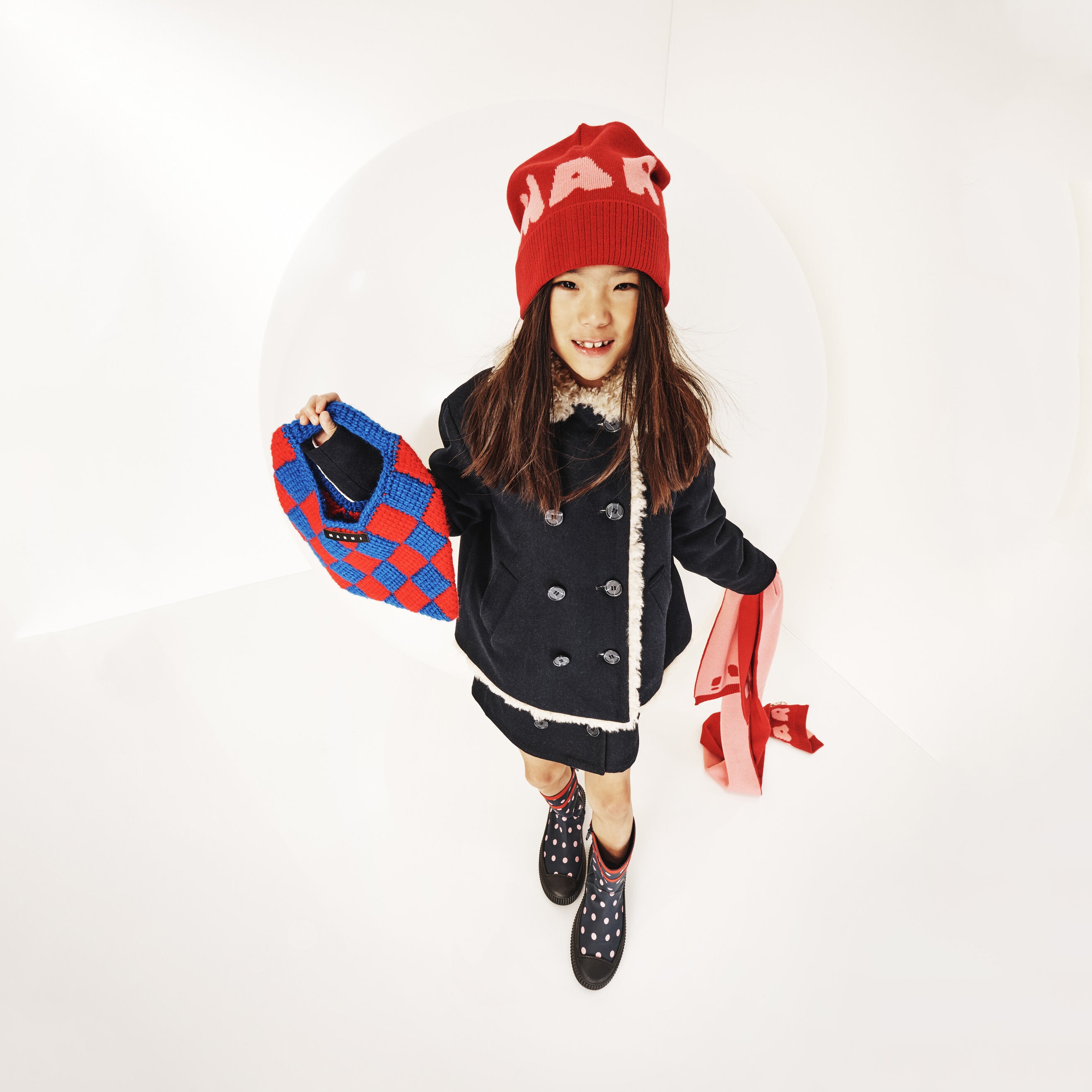 Girls Navy Wool Coat