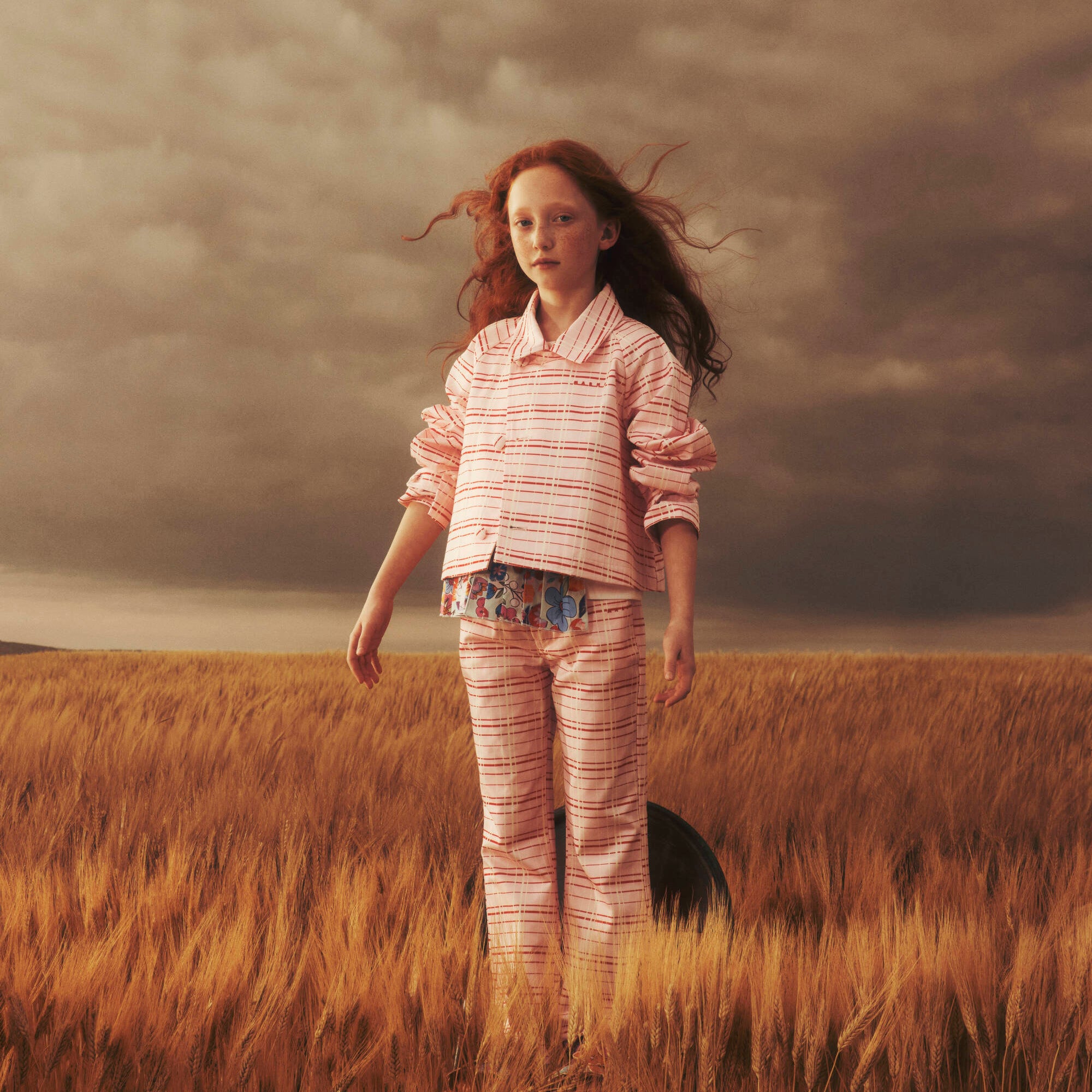 Girls Pink Stripes Cotton Jacket