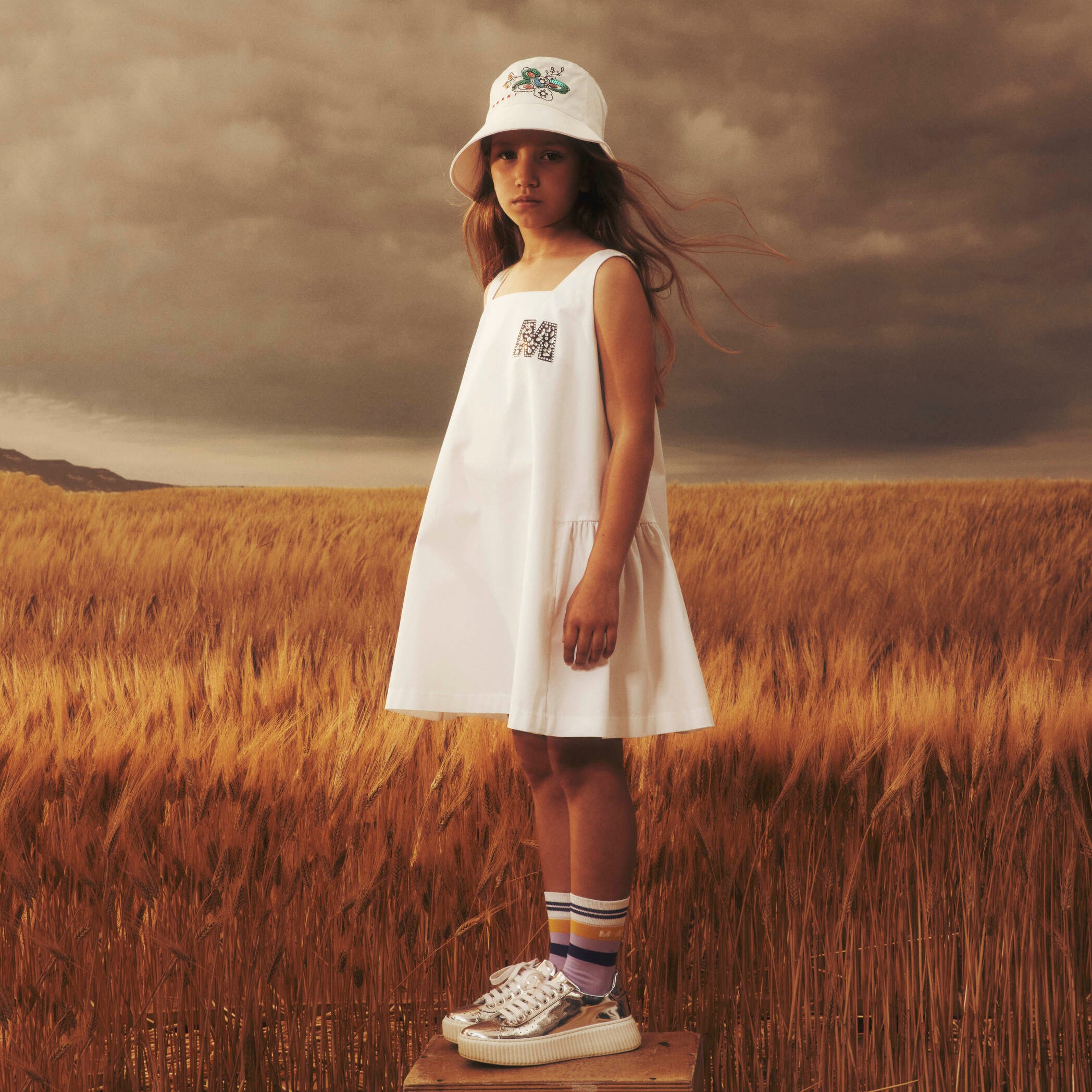 Girls White Cotton Dress