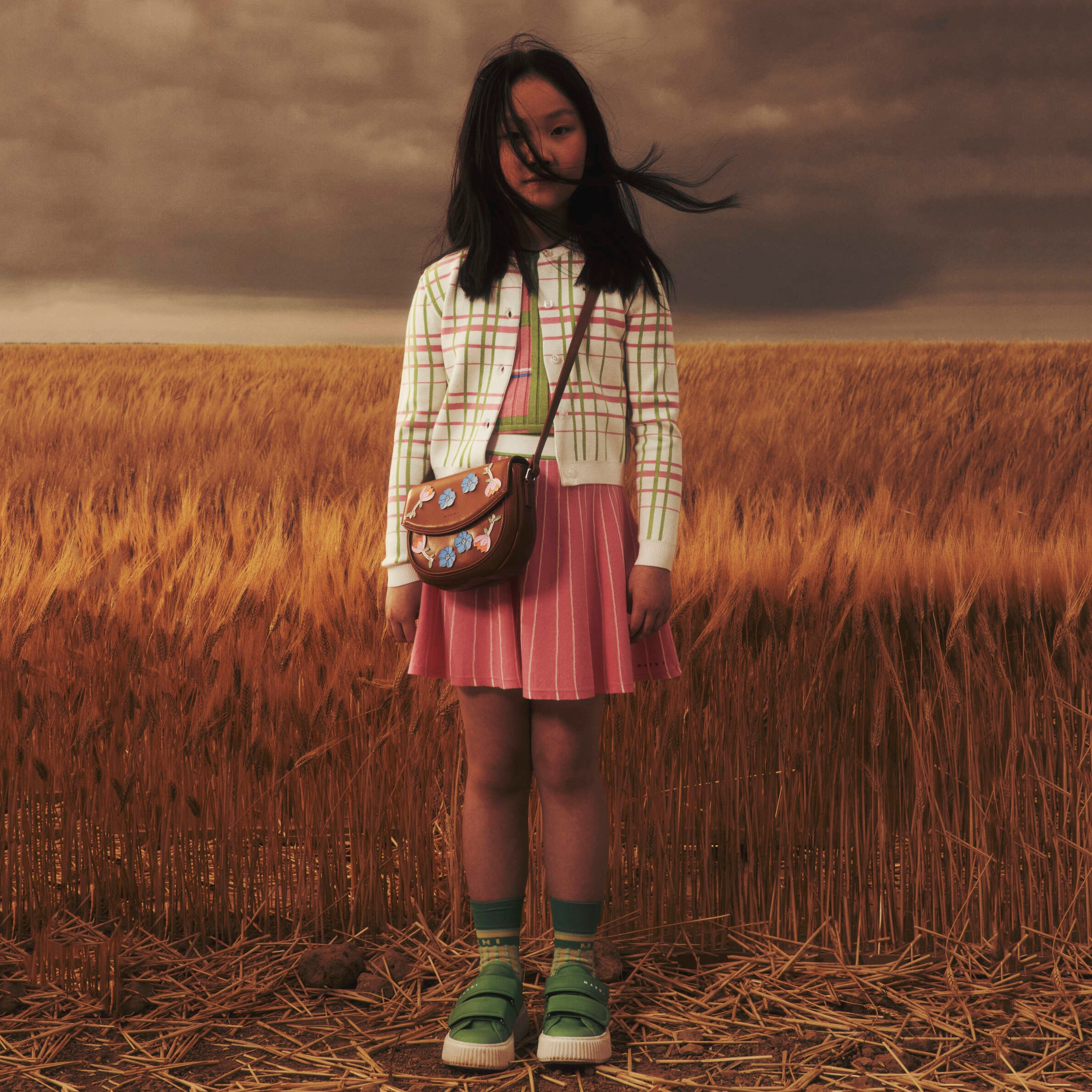 Girls Pink Striped Skirt