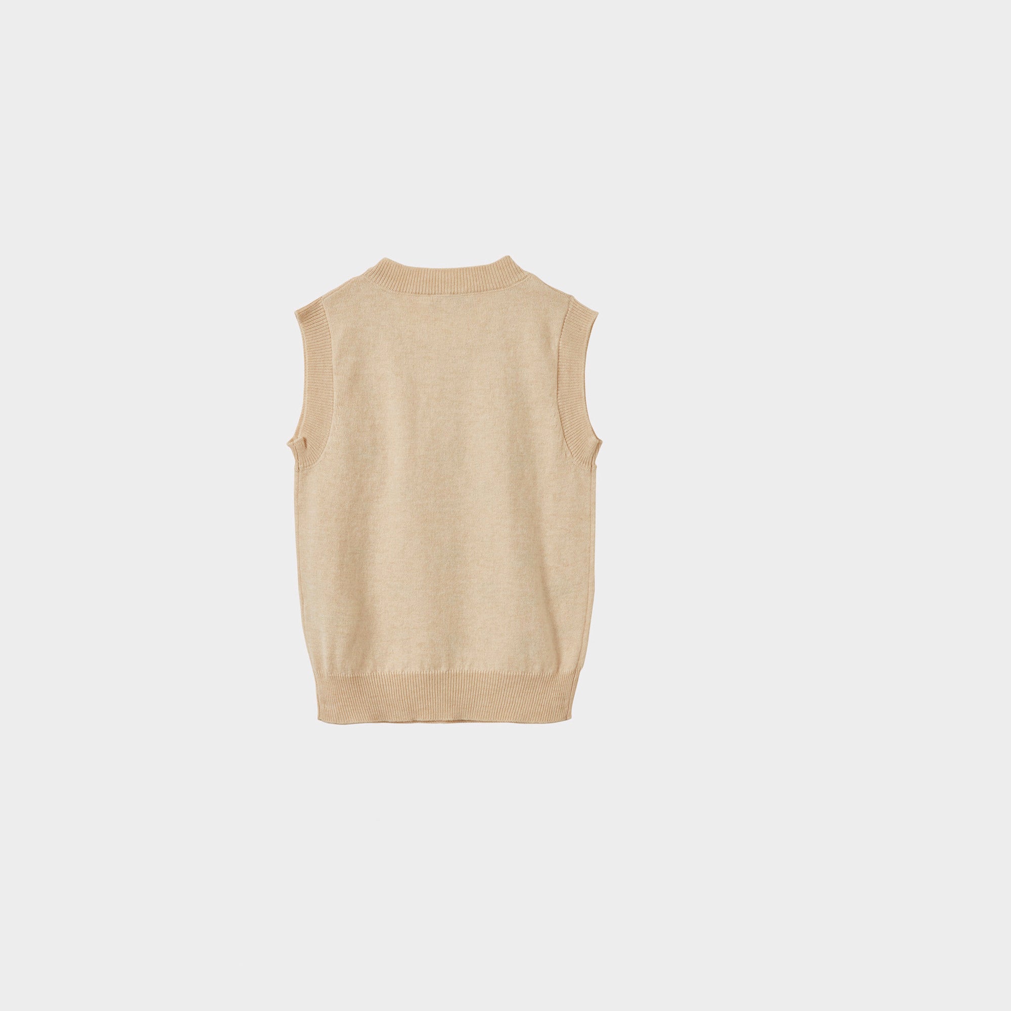 Girls Beige Embroidered Vest