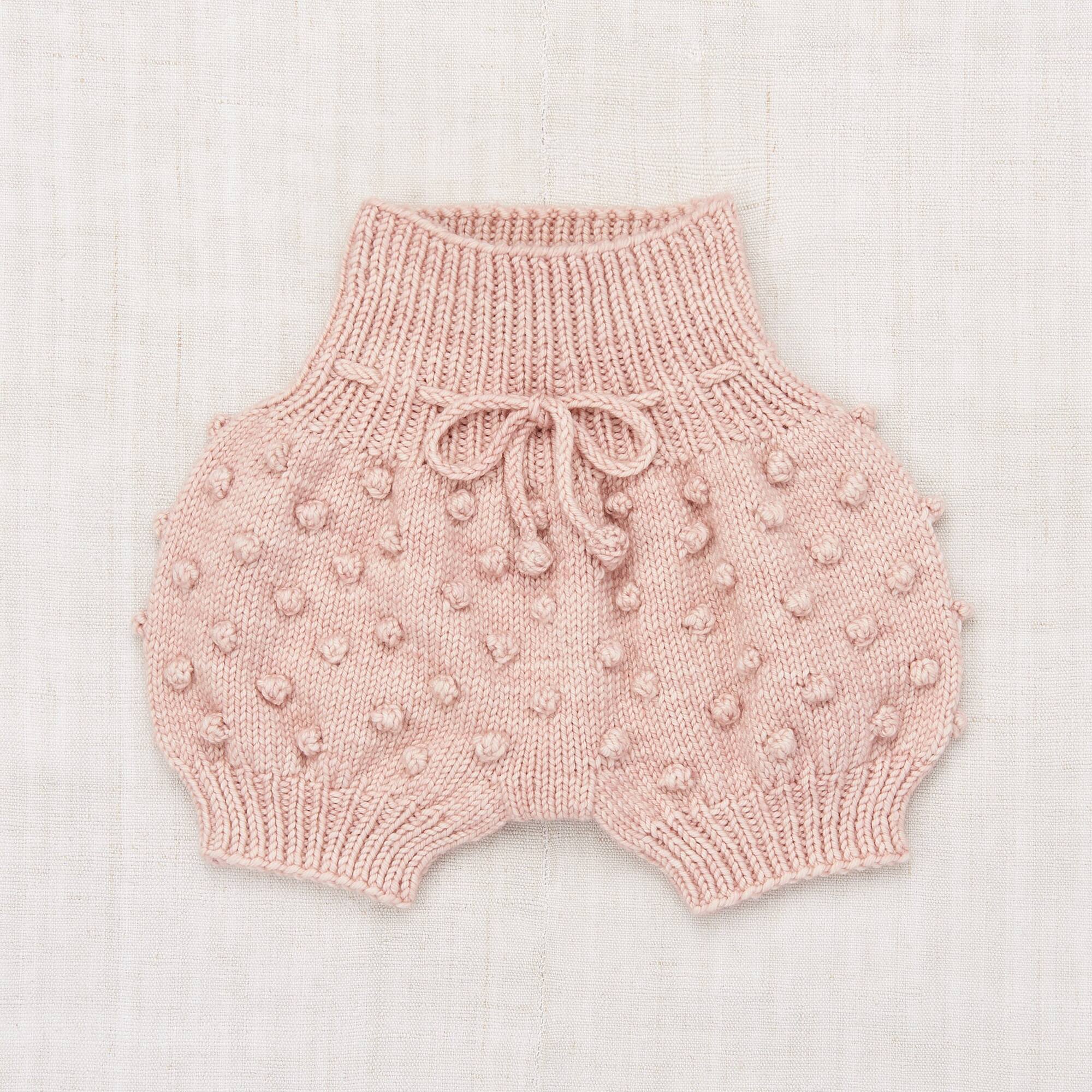 Girls Pink Popcorn Wool Shorts