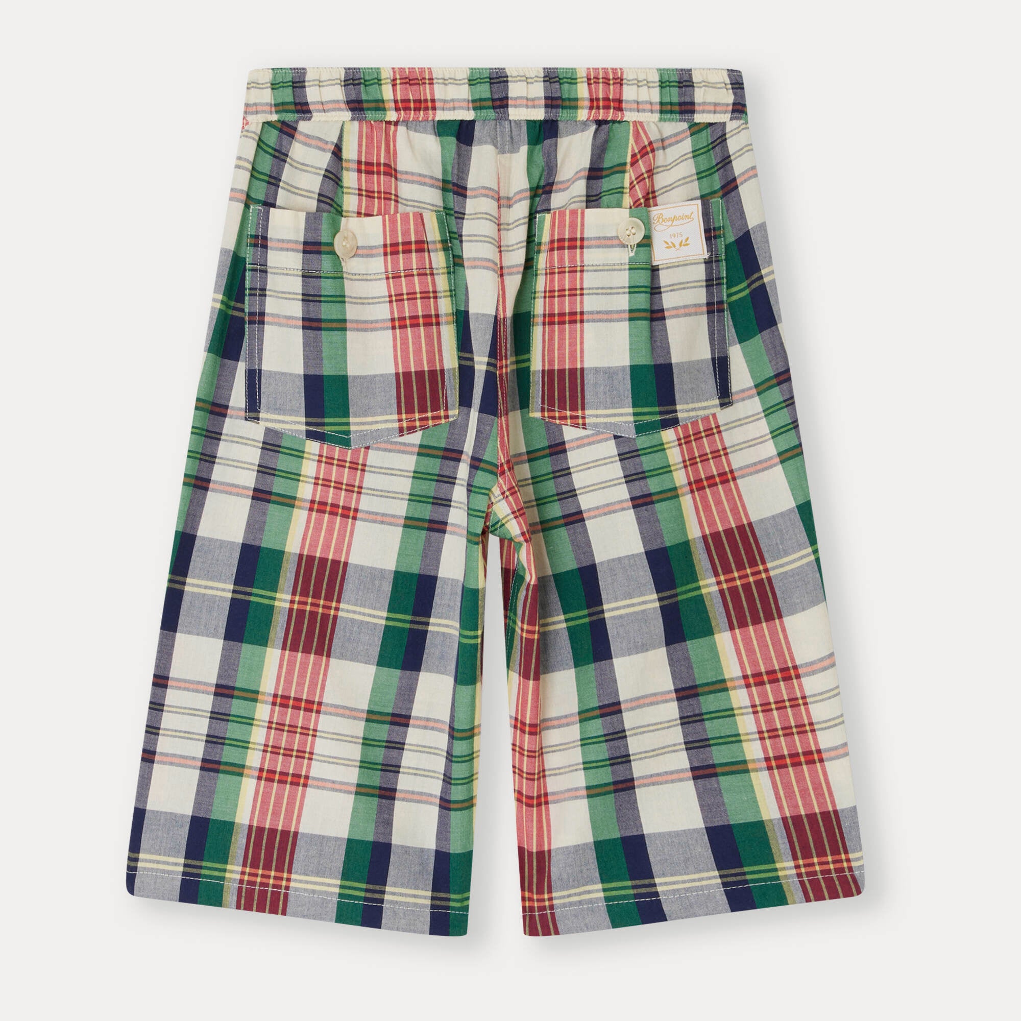 Boys Green Check Cotton Shorts