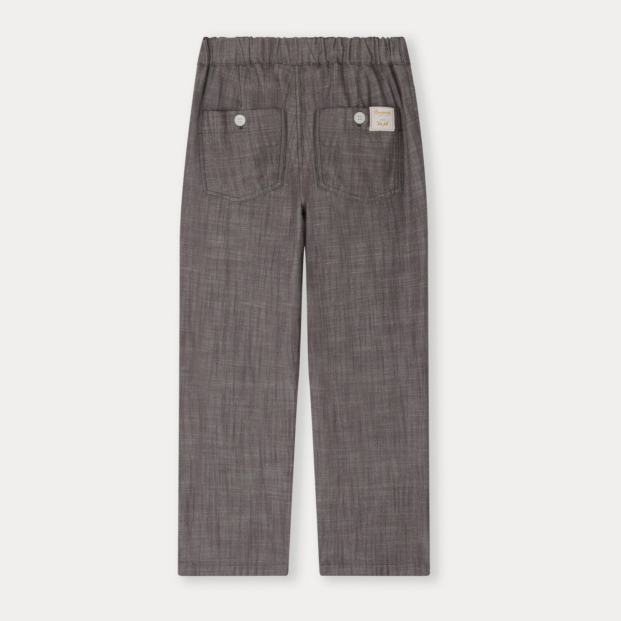 Boys Dark Grey Cotton Trousers