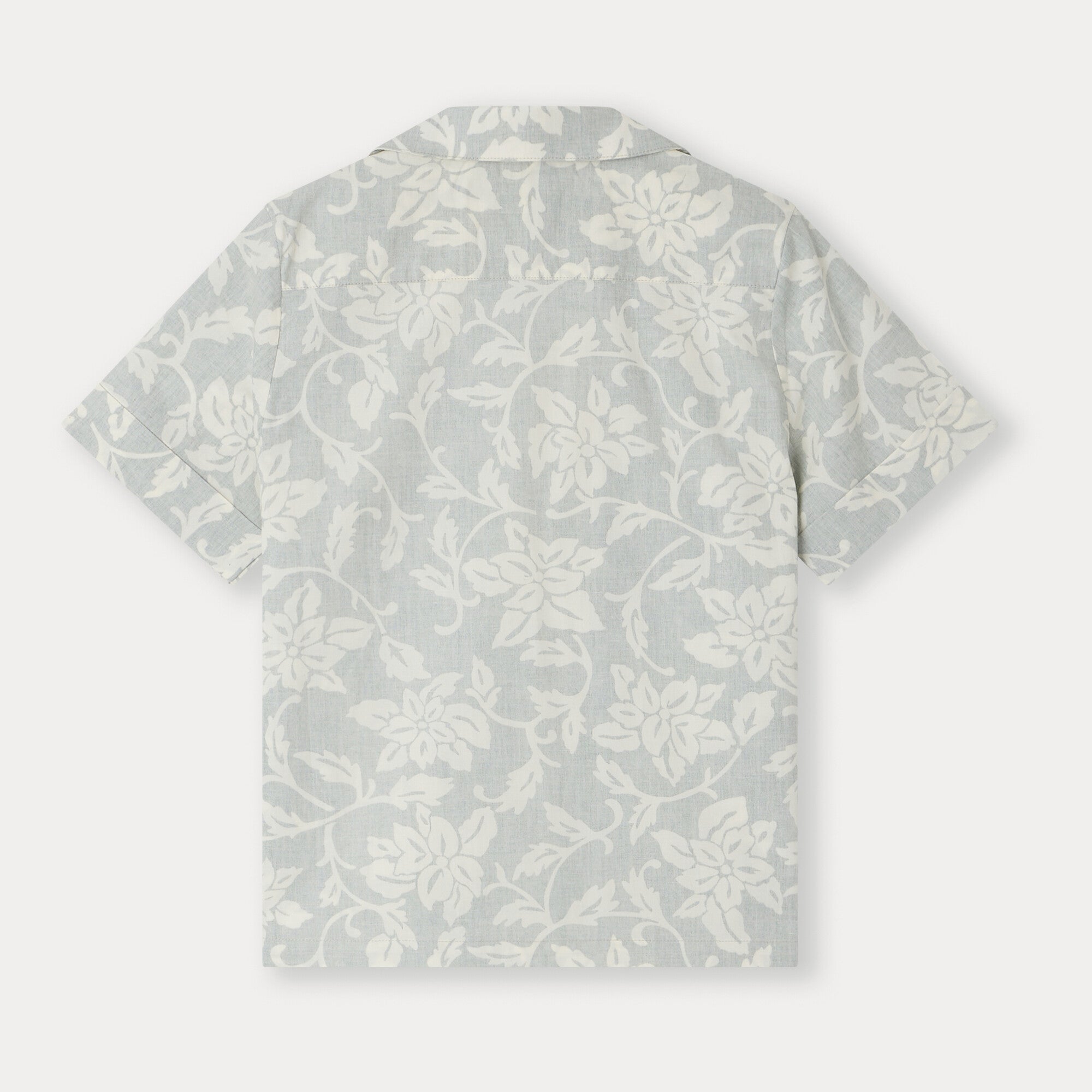 Boys Grey Green Printed Cotton Shirt