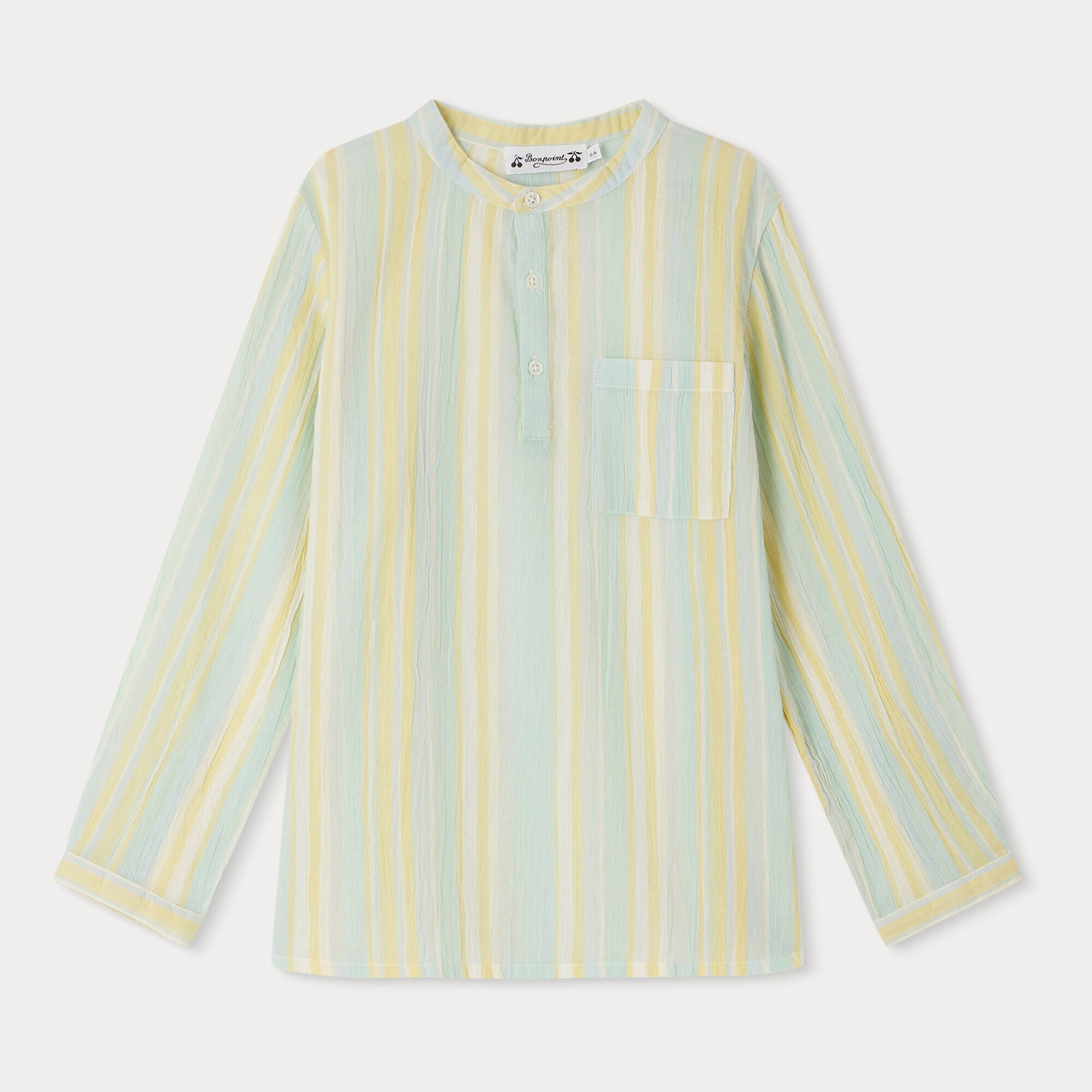 Boys Mint Stripes Cotton Shirt