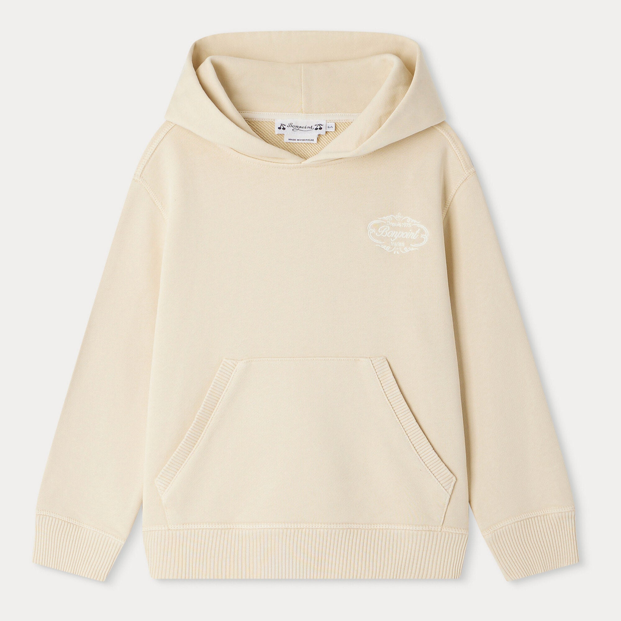 Boys & Girls Beige Hooded Cotton Sweatshirt