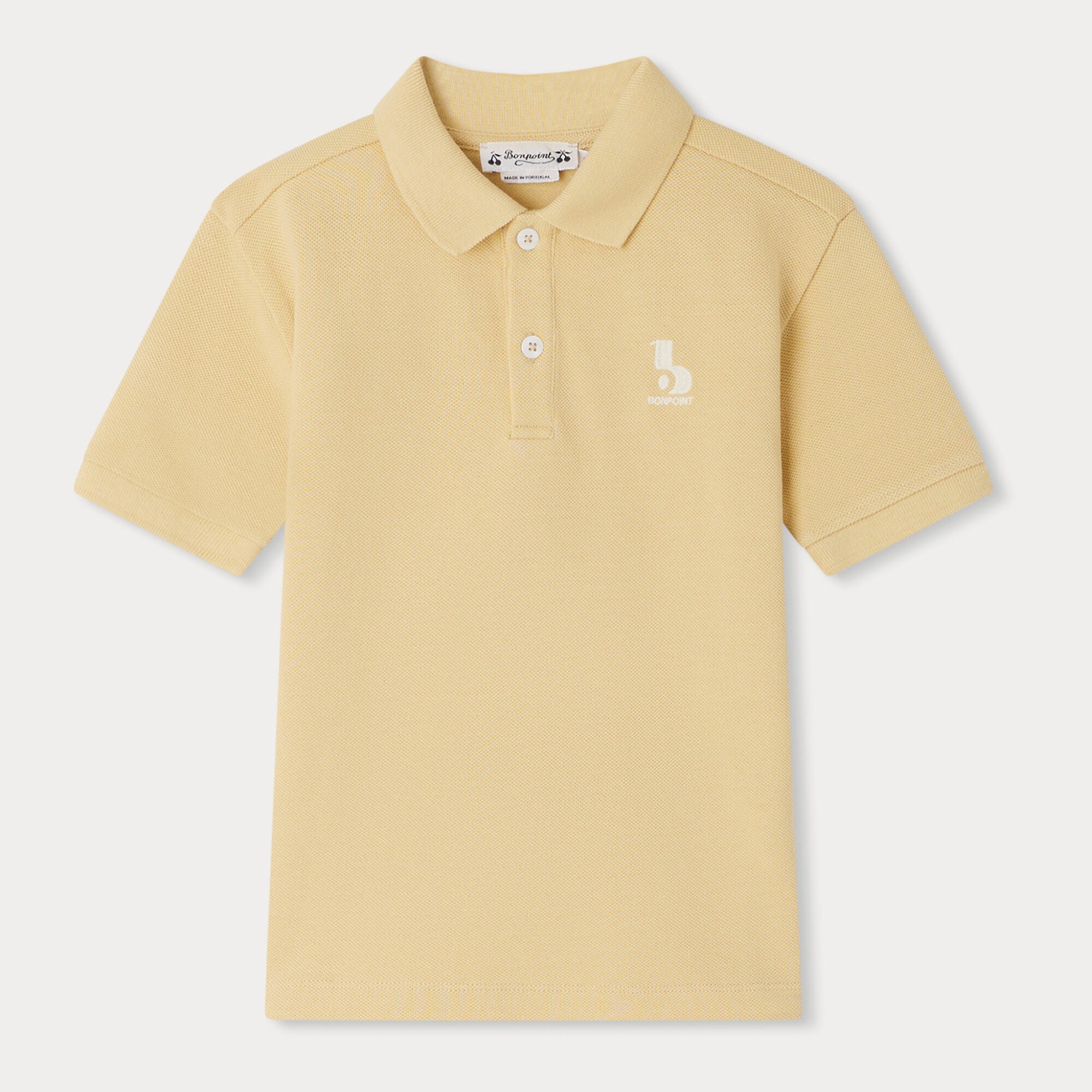 Boys Yellow Embroidered Cotton Polo Shirt