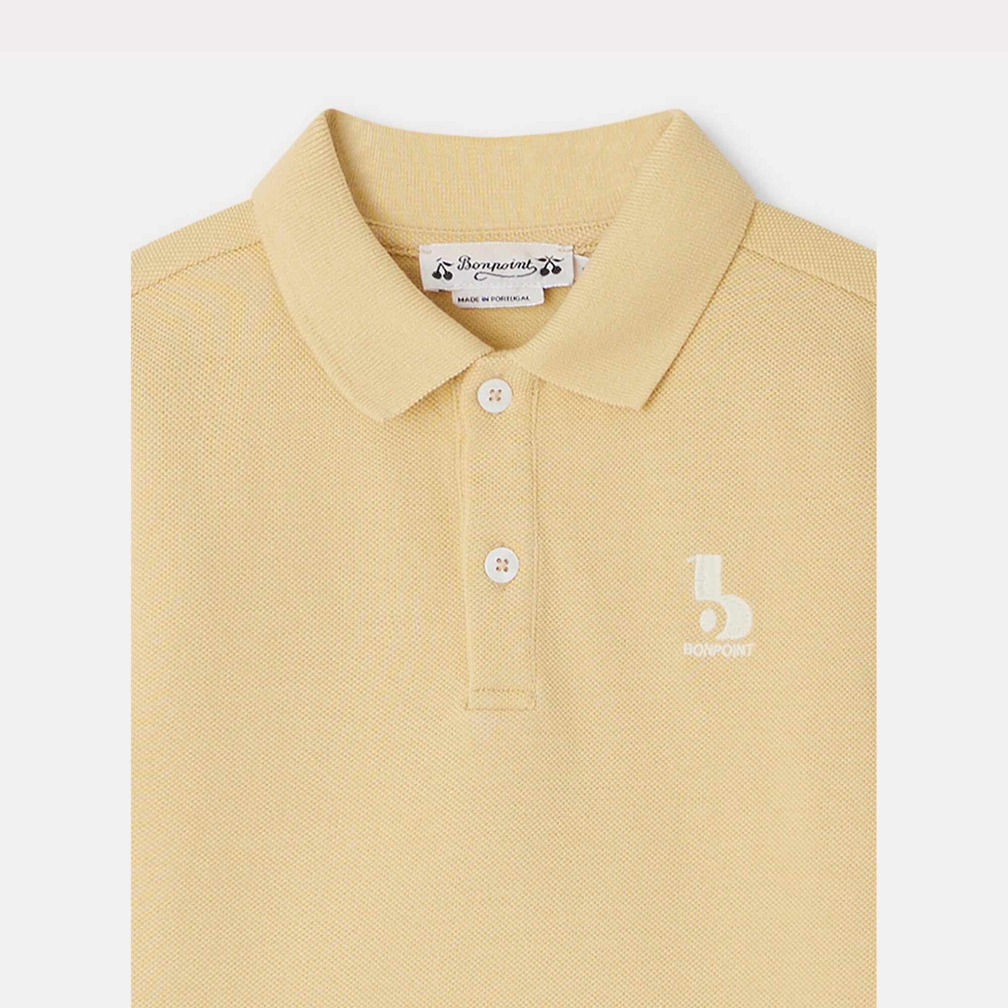 Boys Yellow Embroidered Cotton Polo Shirt