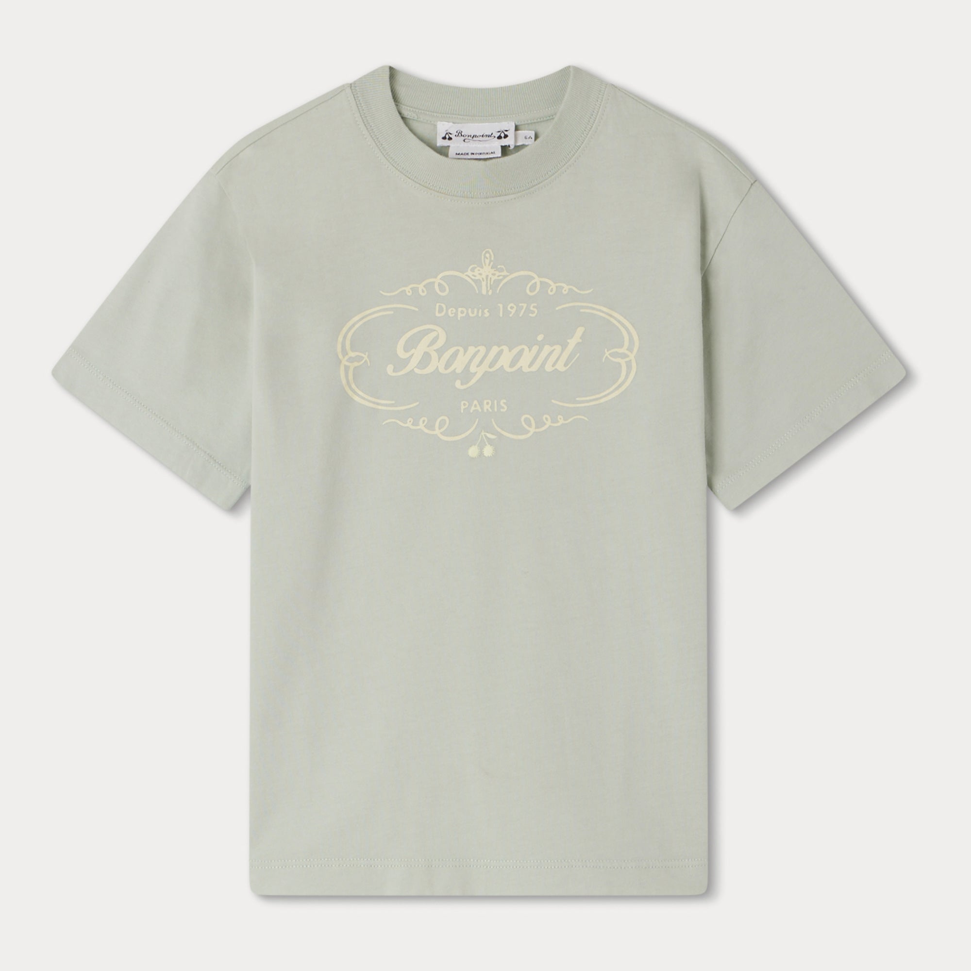 Boys Light Green Logo Cotton T-Shirt